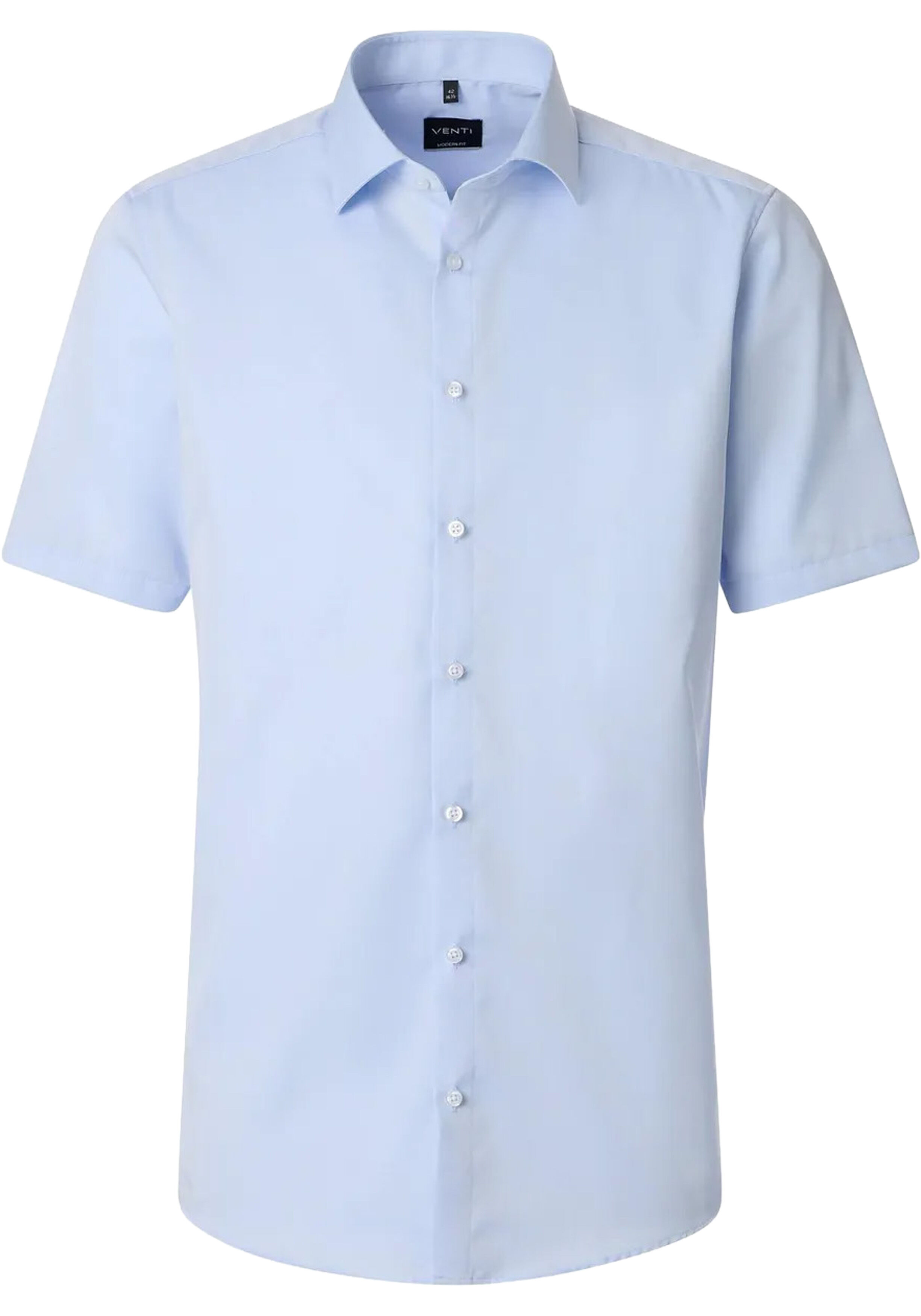 VENTI modern fit overhemd, korte mouw, twill, lichtblauw