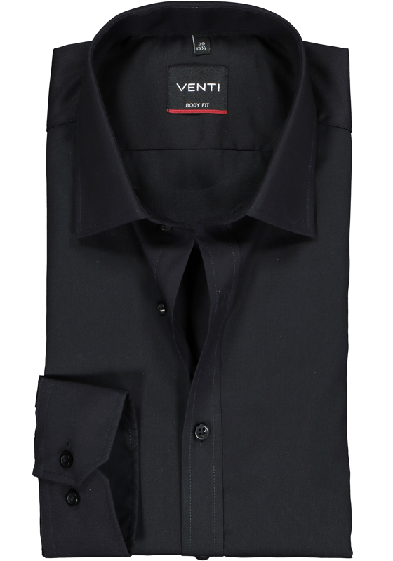 VENTI body fit overhemd, mouwlengte 7, popeline, zwart VENTI body fit overhemd, mouwlengte 7, popeline, zwart