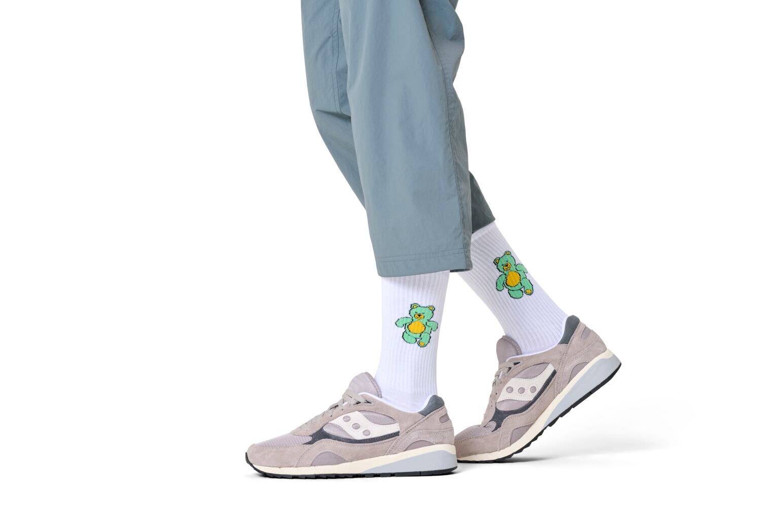 Happy Socks Teddy Bear Sneaker Sock, unisex sokken, wit