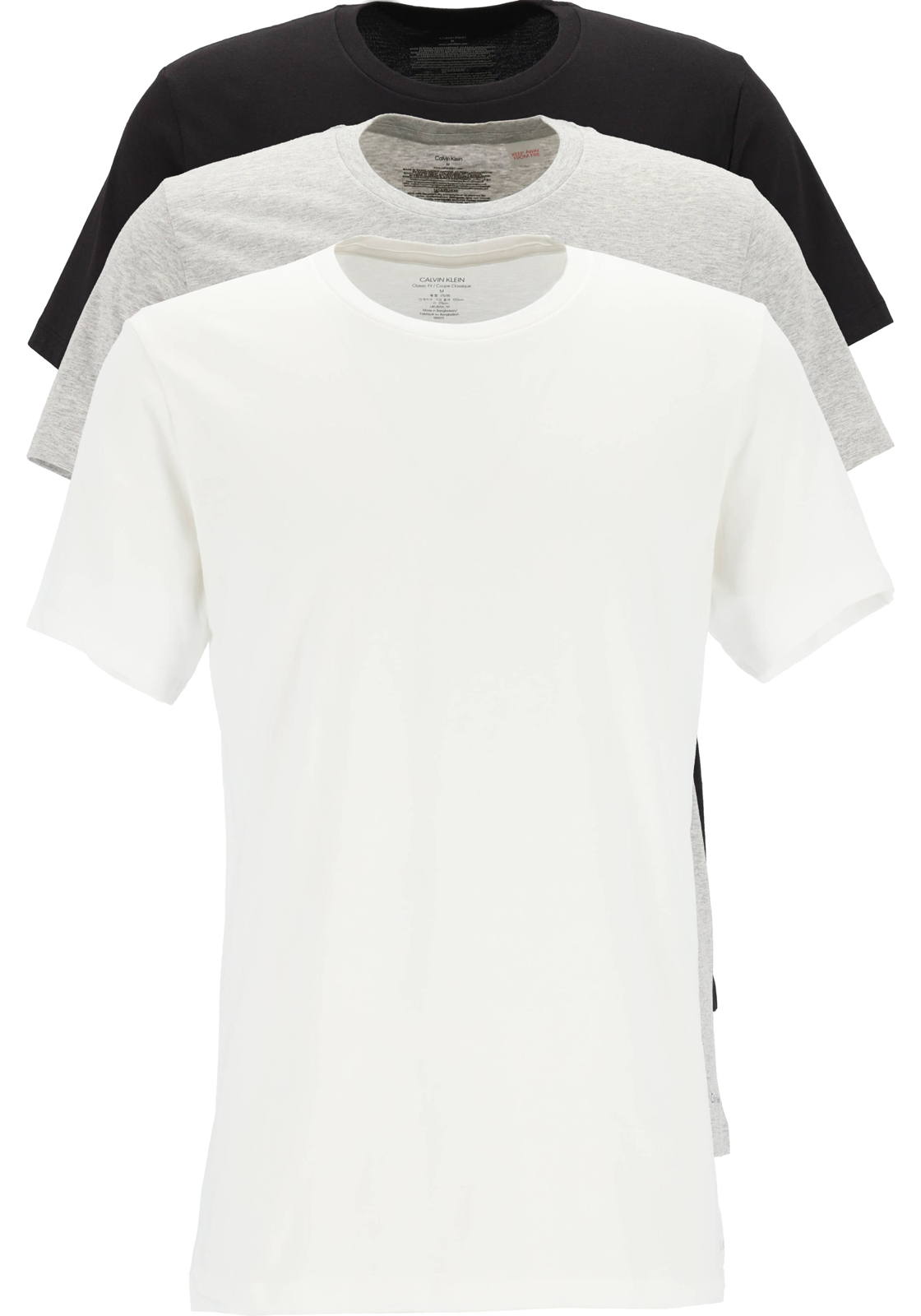 01-8719853078327-Calvin_klein-CK_TS_NB4011E001_grijs_detail_3p_HR Calvin Klein Cotton Classics crew neck T-shirt (3-pack), heren T-shirts O-hals, zwart, wit en grijs