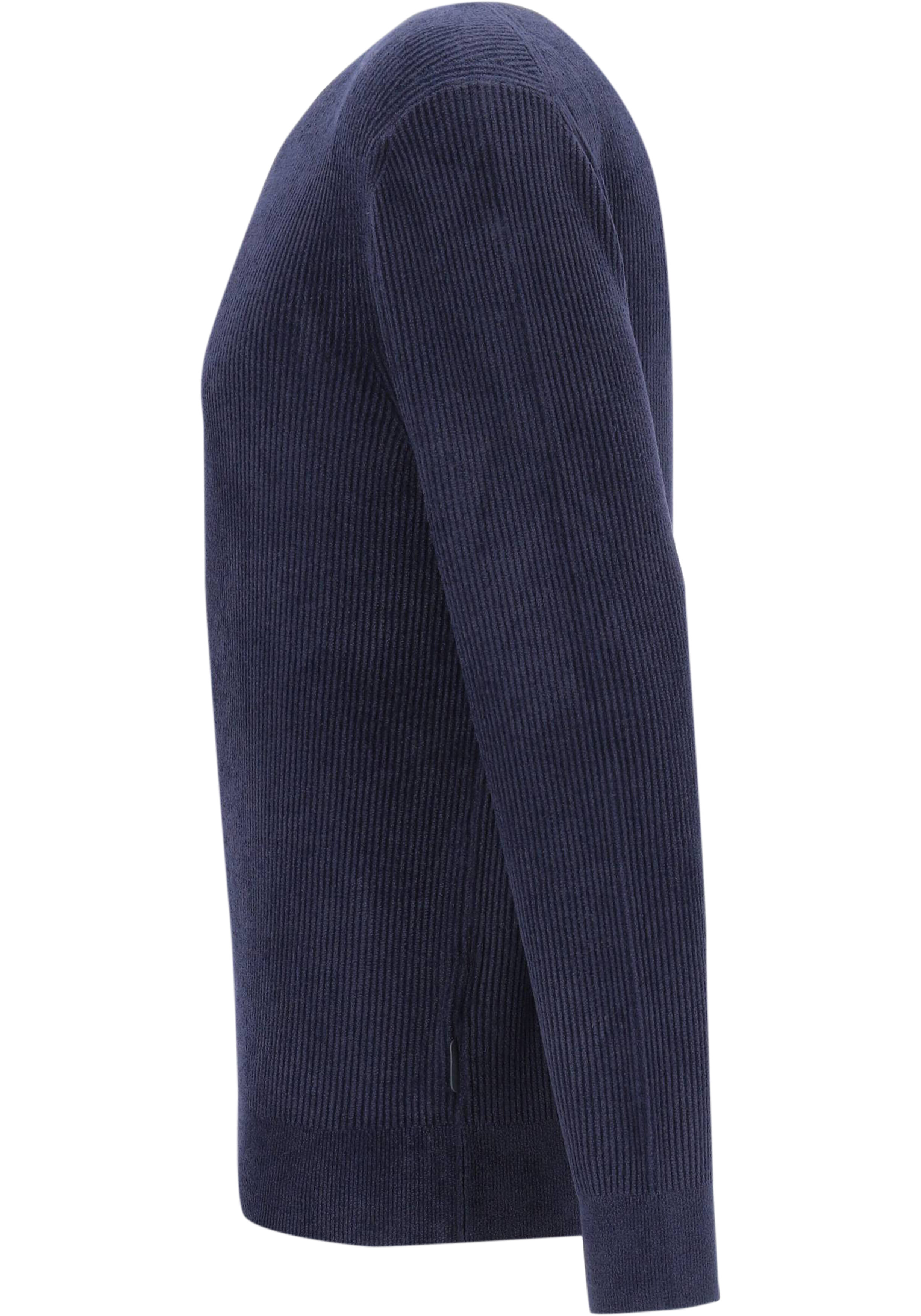 BOSS Horso  regular fit trui viscosemengsel, heren trui middeldik O-hals, donkerblauw