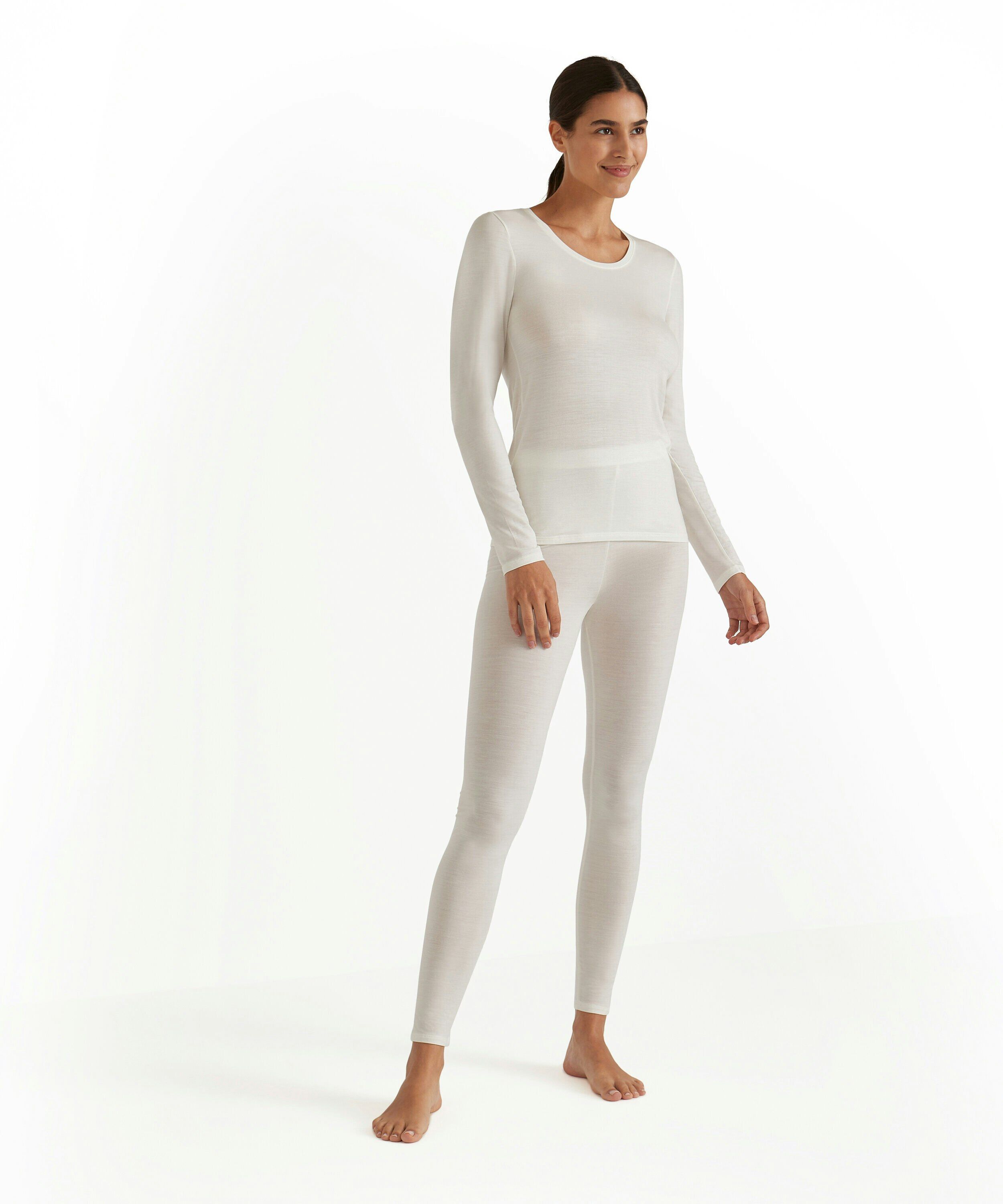 FALKE dames shirt met lange mouw Daily Climawool, beige (off-white)
