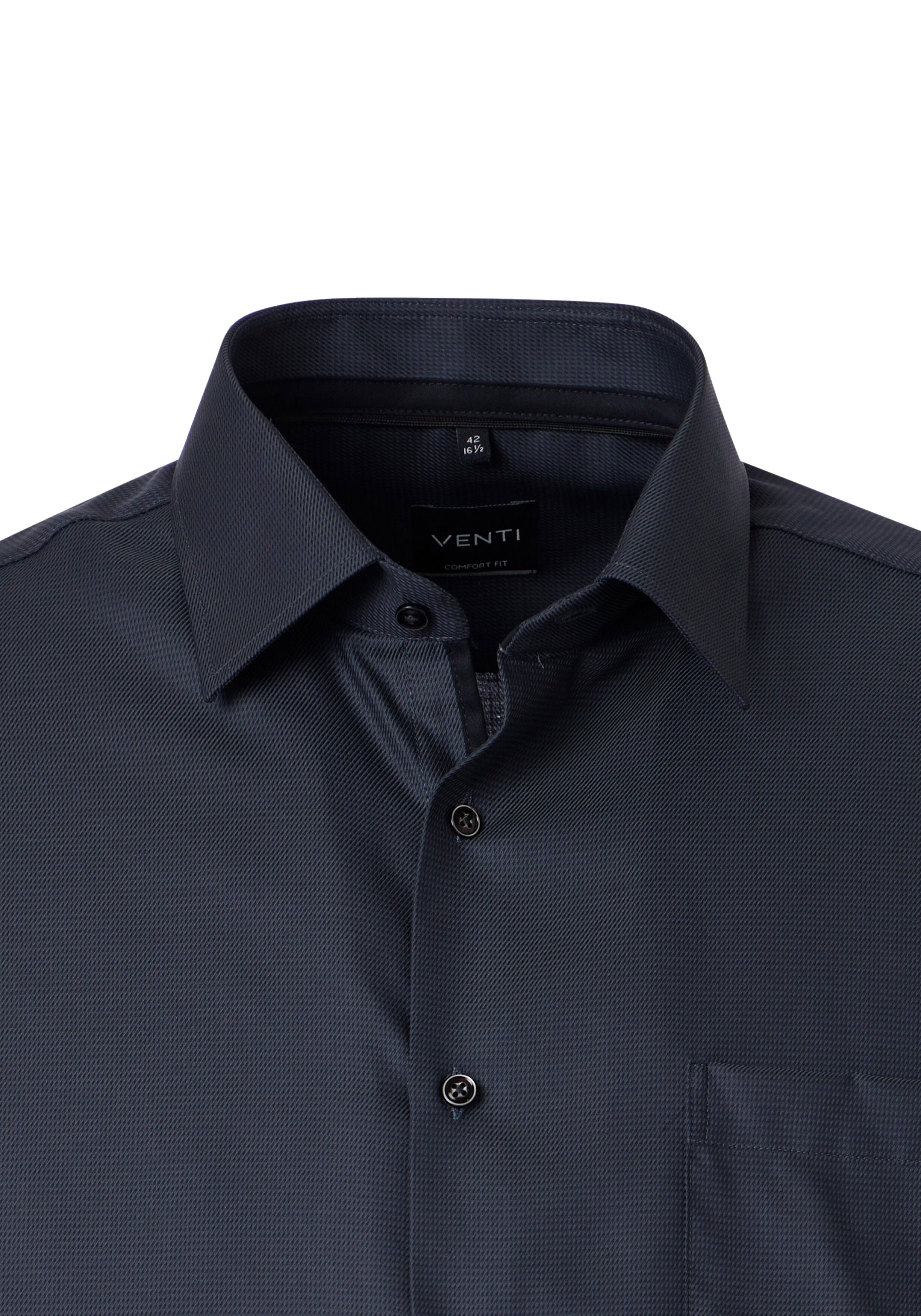 VENTI CASA MODA comfort fit overhemd, structuur, zwart