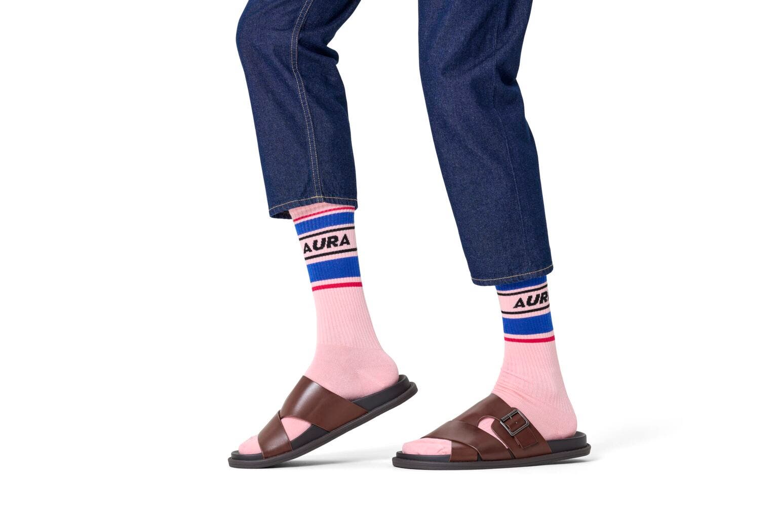 Happy Socks Aura Sneaker Sock, unisex sokken, roze