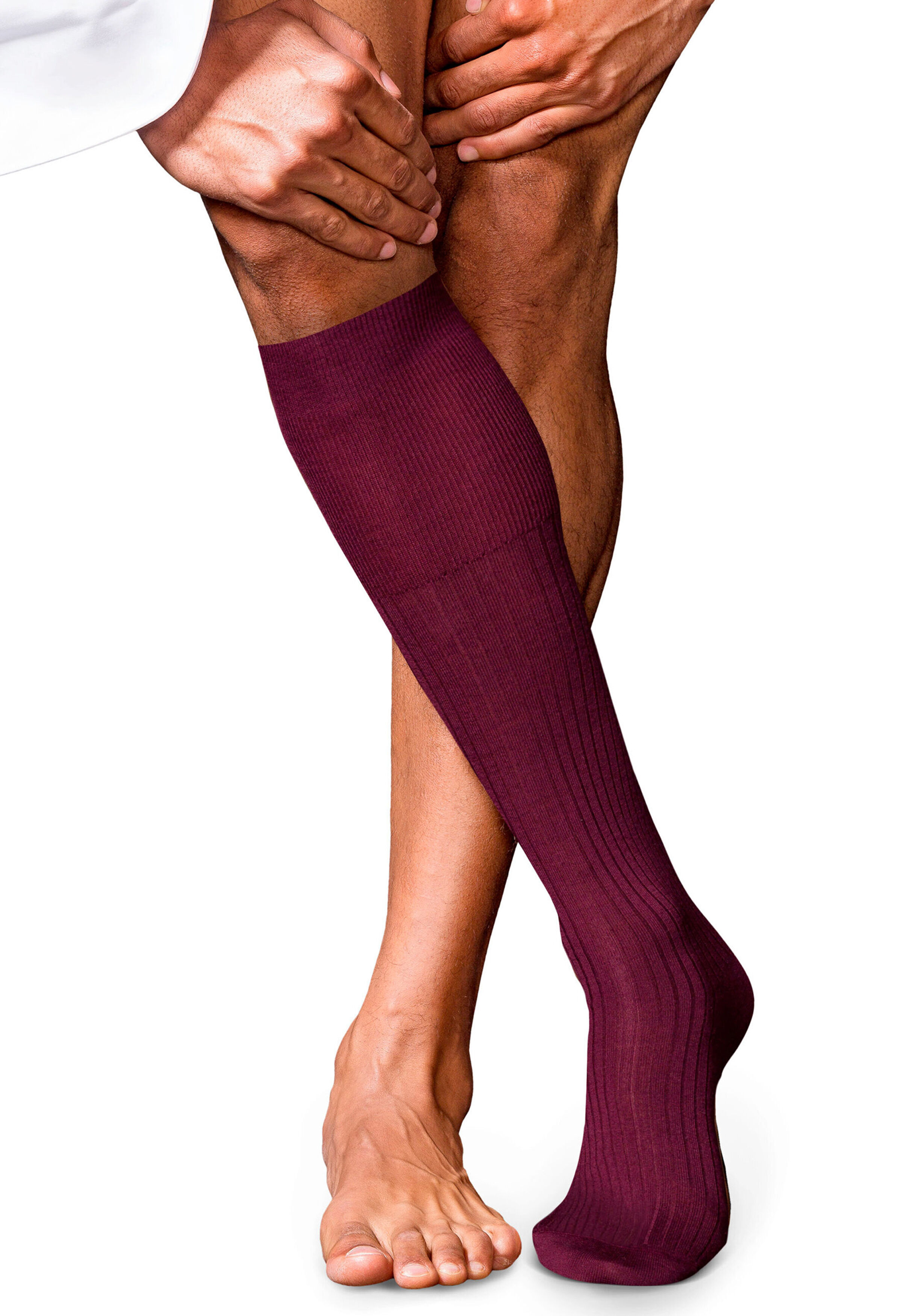 FALKE No. 7 Finest Merino heren kniekousen, rood (barolo)