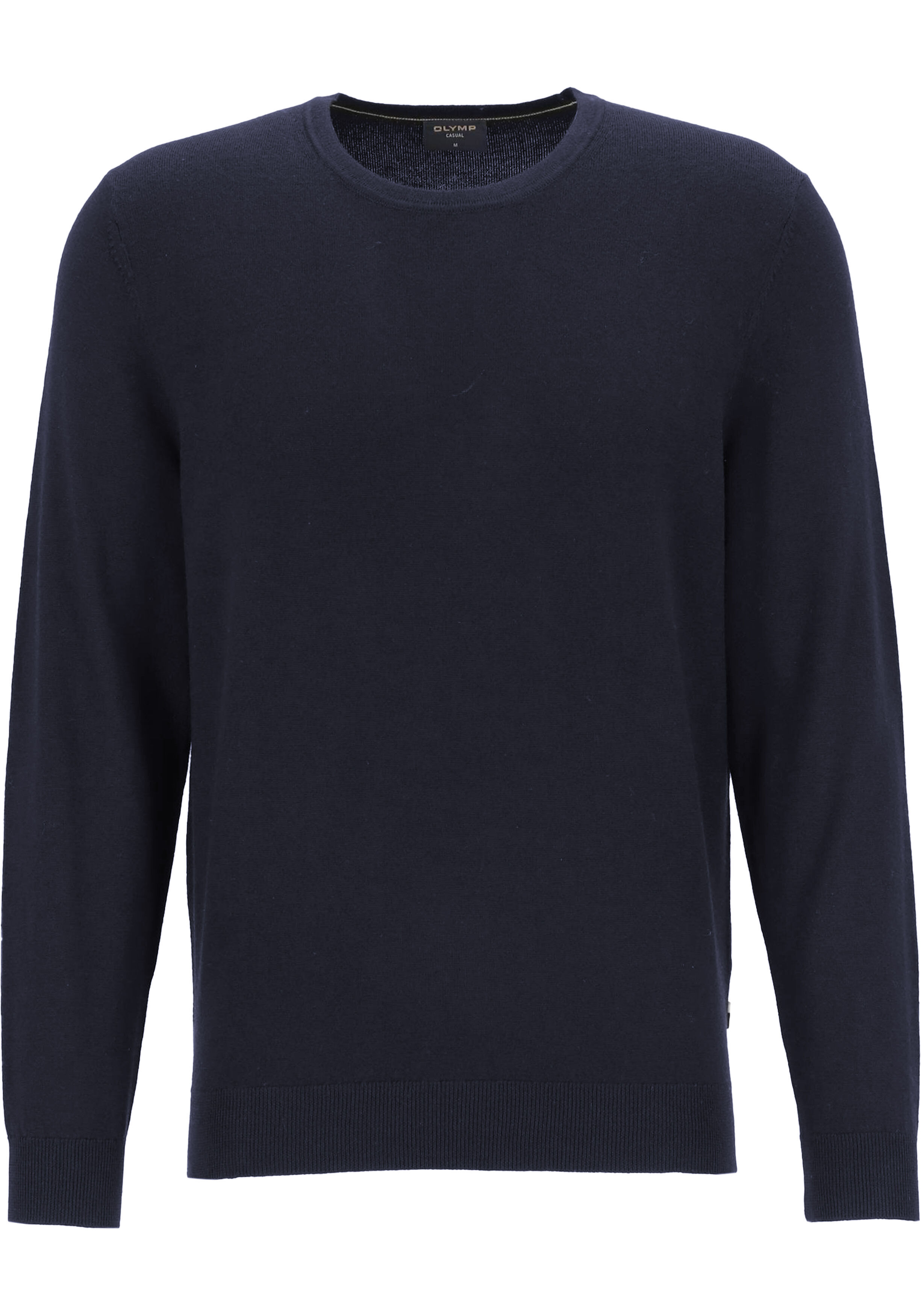 OLYMP modern fit trui wol, O-hals, marine blauw