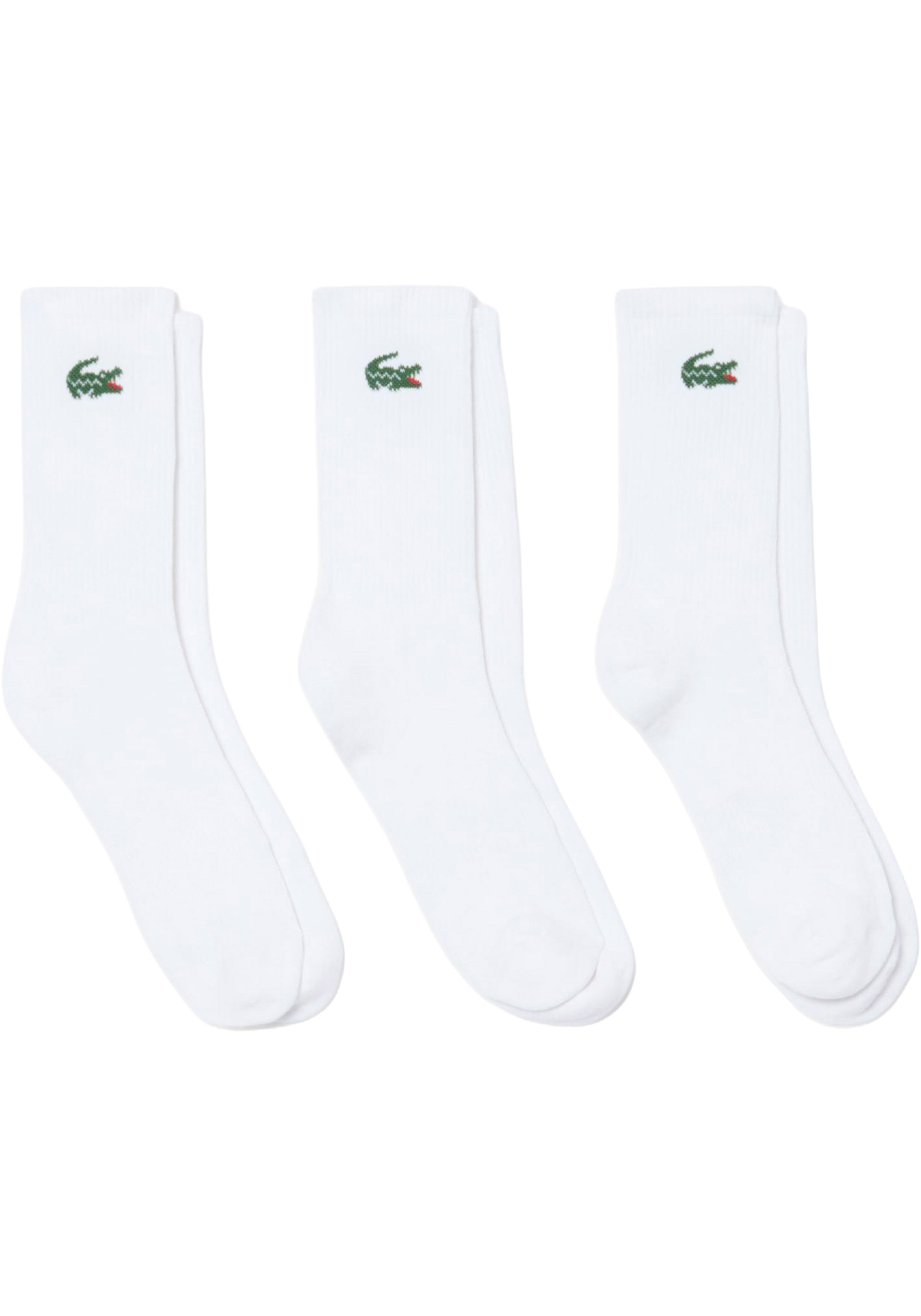 Lacoste sportsokken (3-pack), unisex sokken met badstof binnenzool, wit