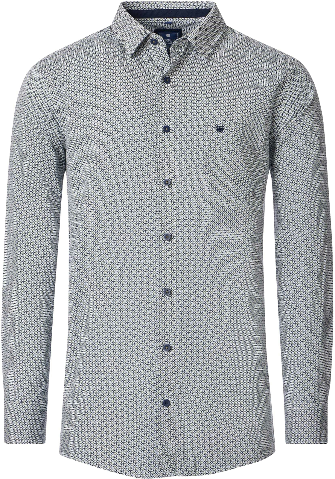 Redmond comfort fit overhemd, popeline, blauw met wit en beige dessin Redmond comfort fit overhemd, popeline, blauw met wit en beige dessin