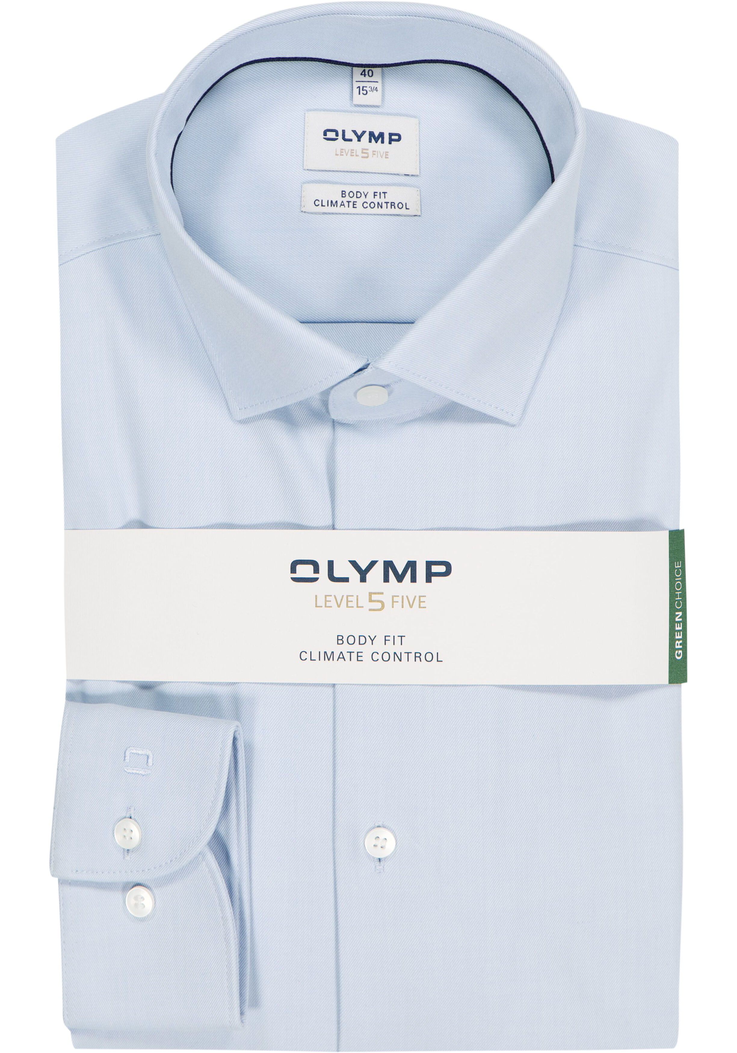 OLYMP 24/7 Level 5 body fit overhemd, twill, lichtblauw