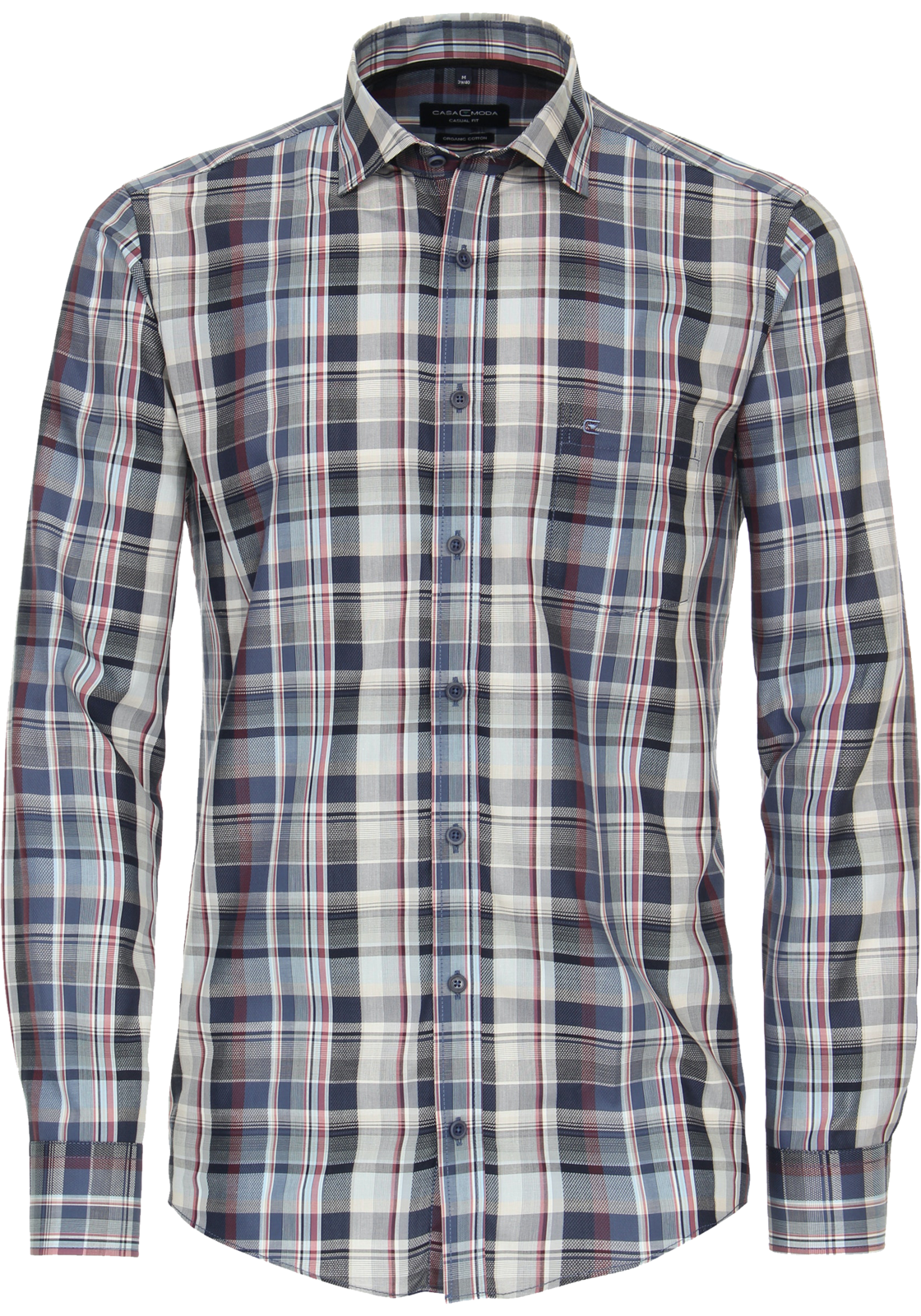 1-4064813815080-casa_moda-overhemd_HR CASA MODA Sport casual fit overhemd, dobby, blauw geruit