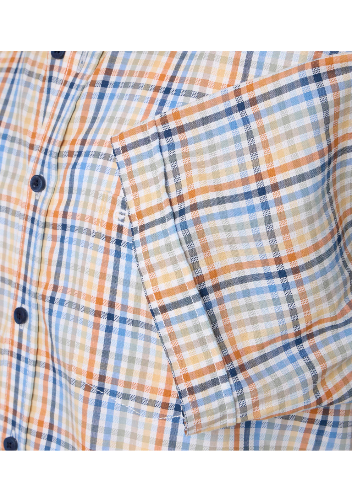 CASA MODA Sport casual fit overhemd, korte mouw, dobby, wit met oranje, blauw en geel dessin CASA MODA Sport casual fit overhemd, korte mouw, dobby, wit met oranje, blauw en geel dessin