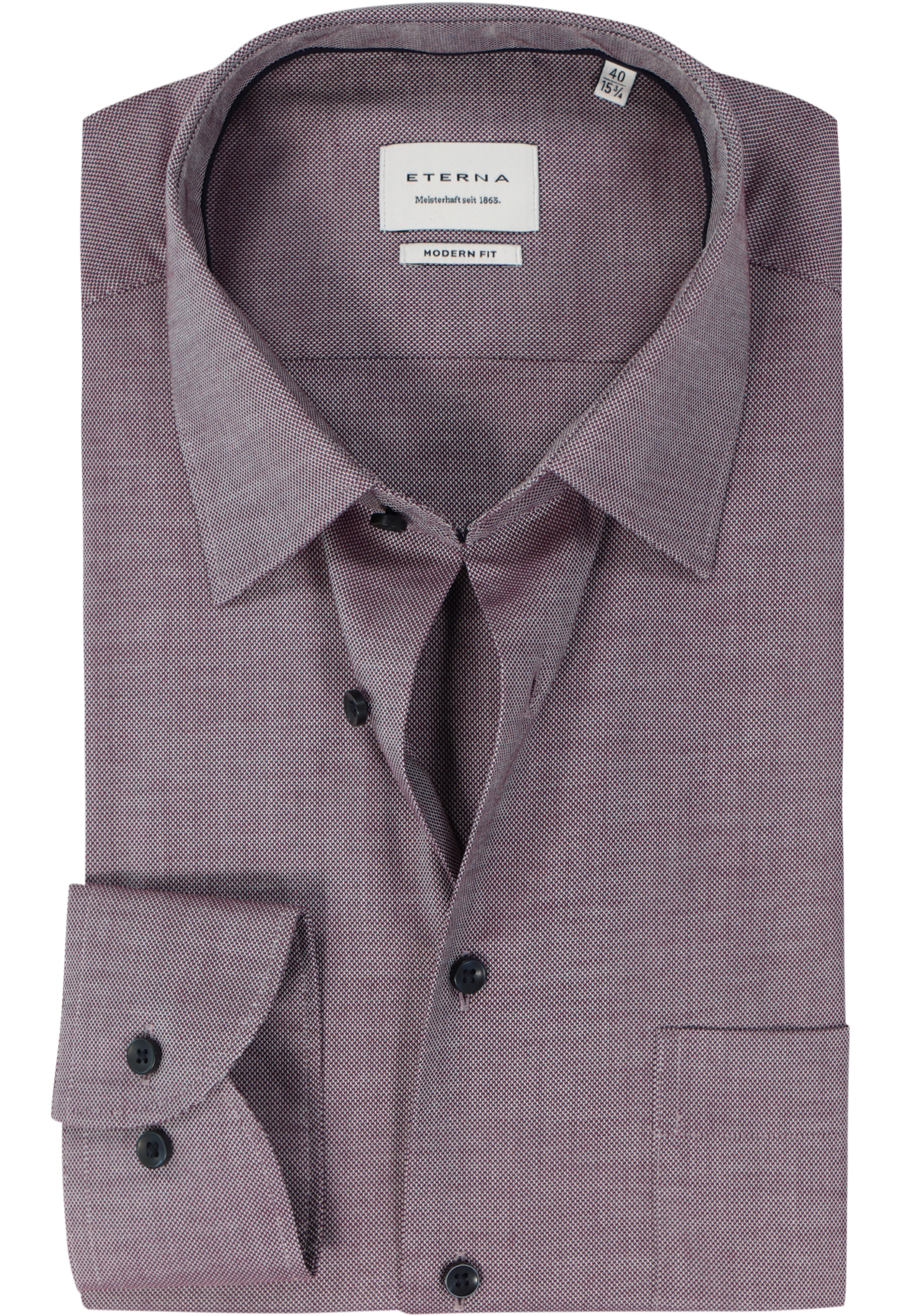 ETERNA modern fit overhemd, natte, donkerrood