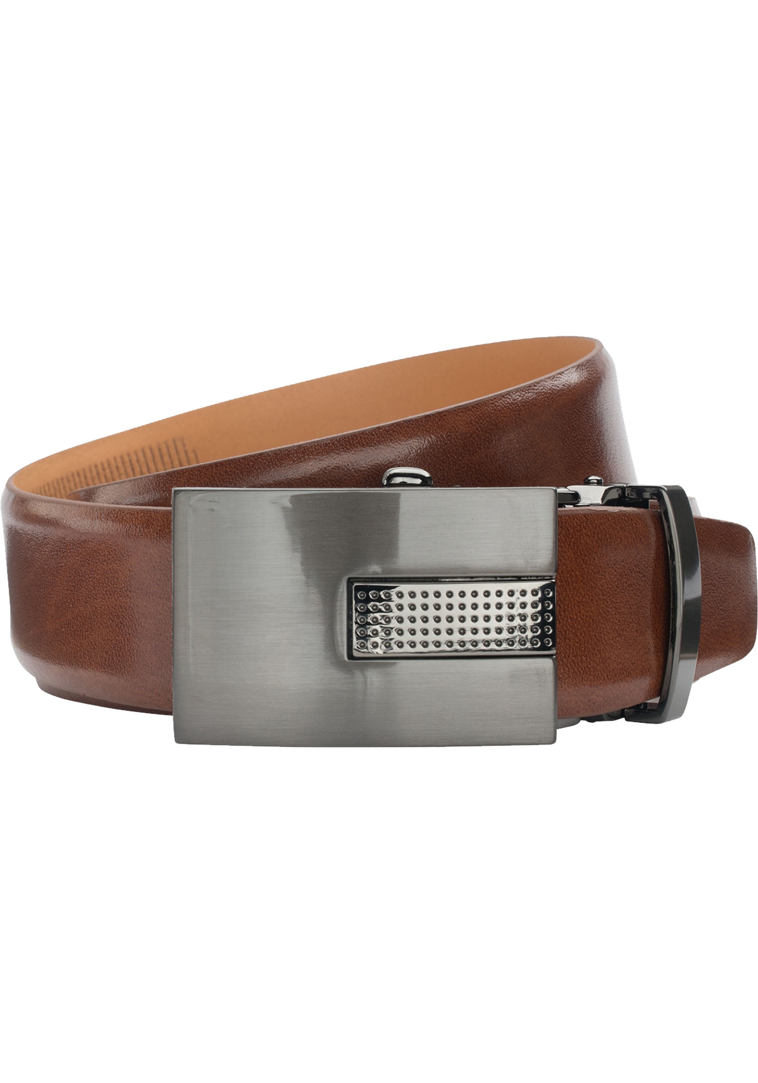 LINDENMANN leren heren riem, cognac