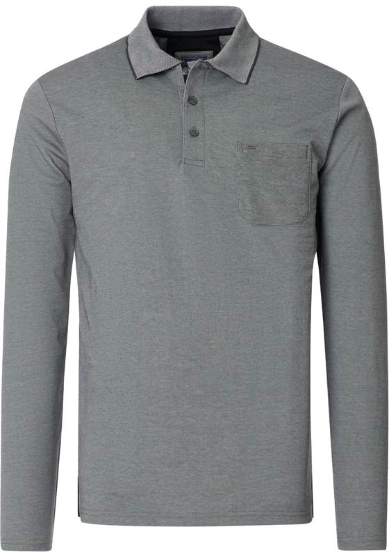 Redmond regular fit polo lange mouw, jersey, grijs Redmond regular fit polo lange mouw, jersey, grijs