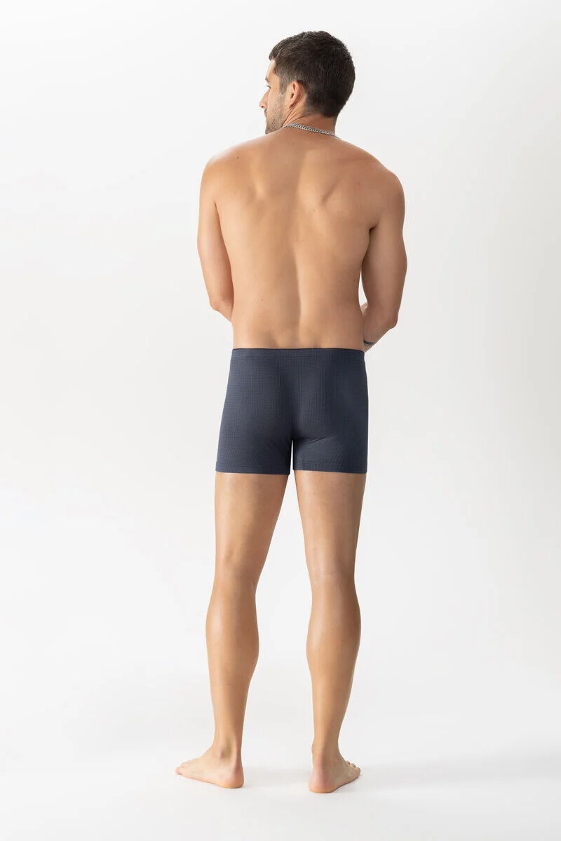 Mey heren shorty Blue Check, boxers kort, donkerblauw