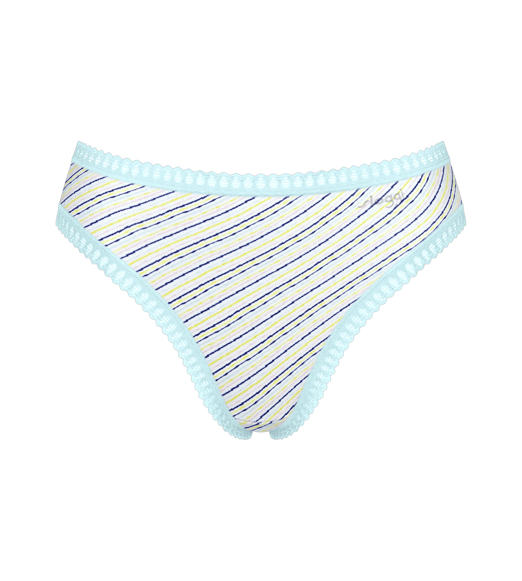 Sloggi Women GO Crush High leg (3-pack), dames slip, lichtblauw, kobaltblauw en blauw, wit en geel gestreept
