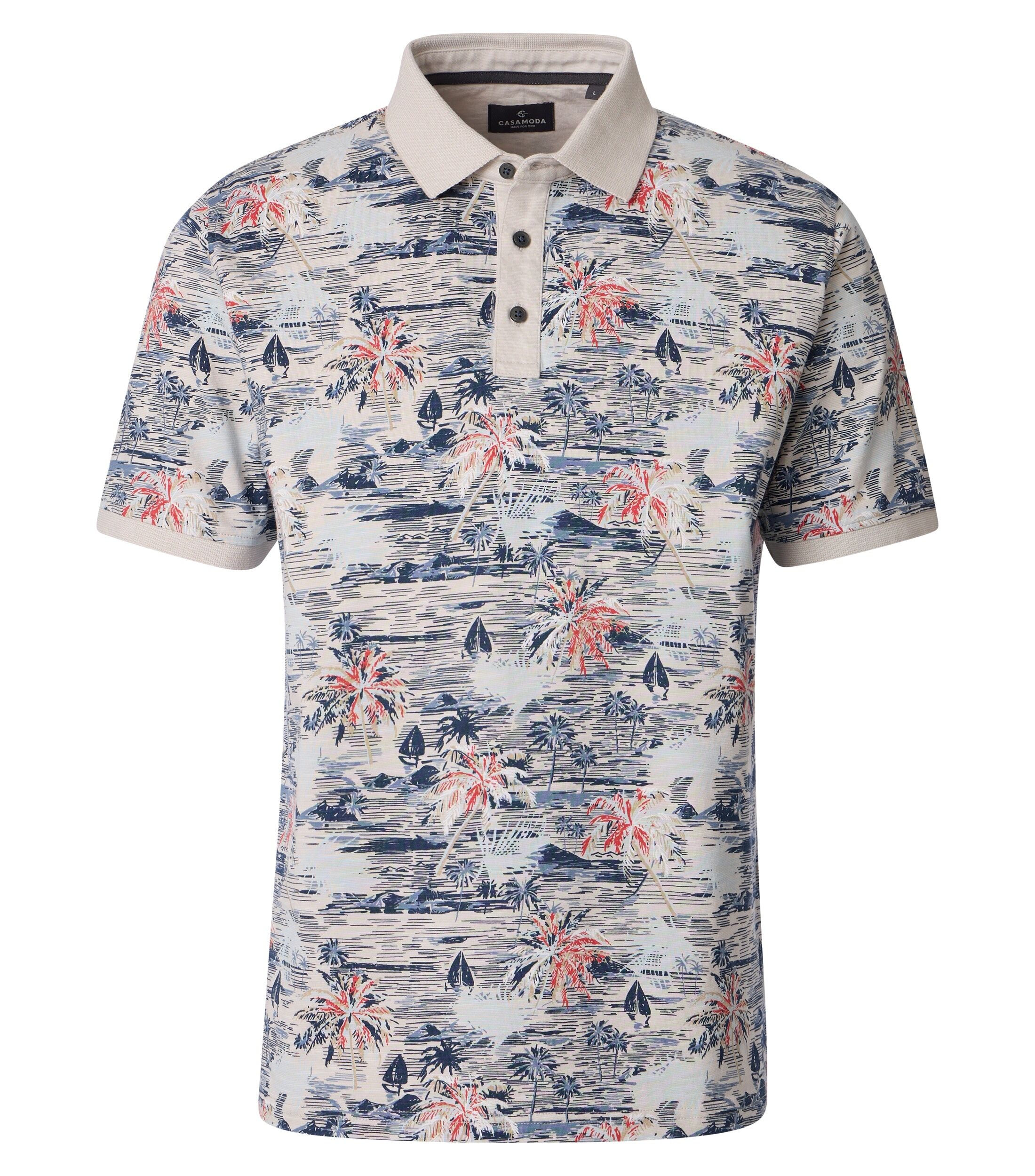 CASA MODA comfort fit heren polo, beige dessin