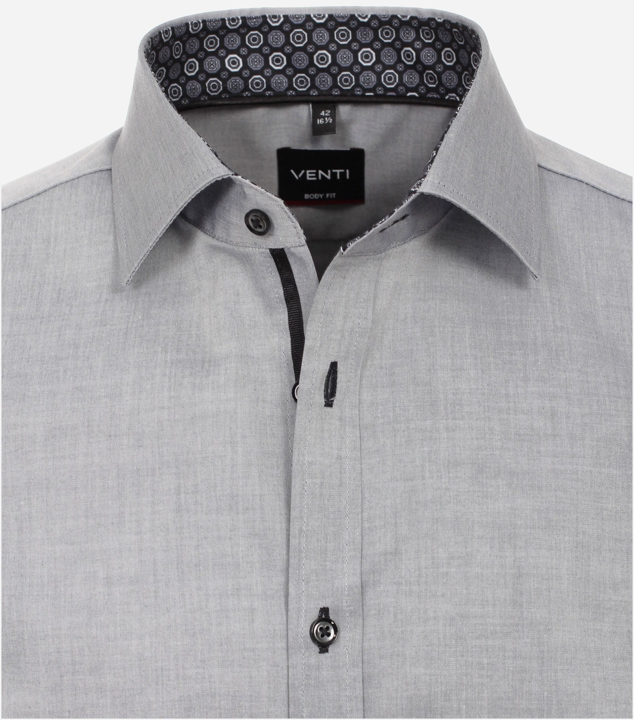 VENTI body fit overhemd, twill, grijs