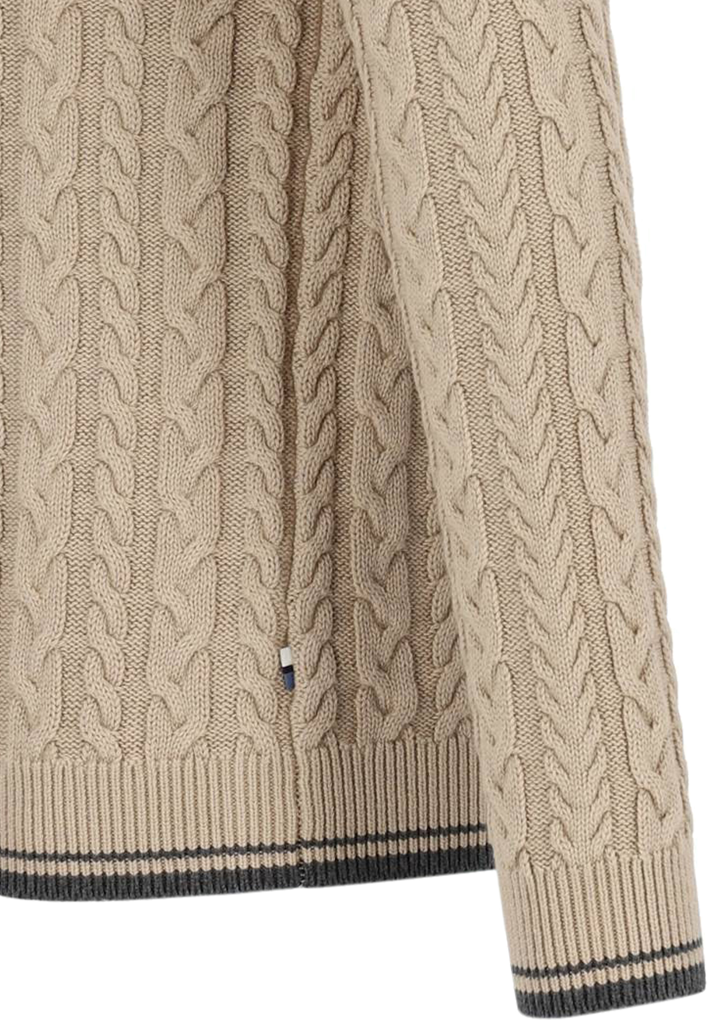 OLYMP modern fit trui wolmengsel, kabeltrui, turtleneck, beige