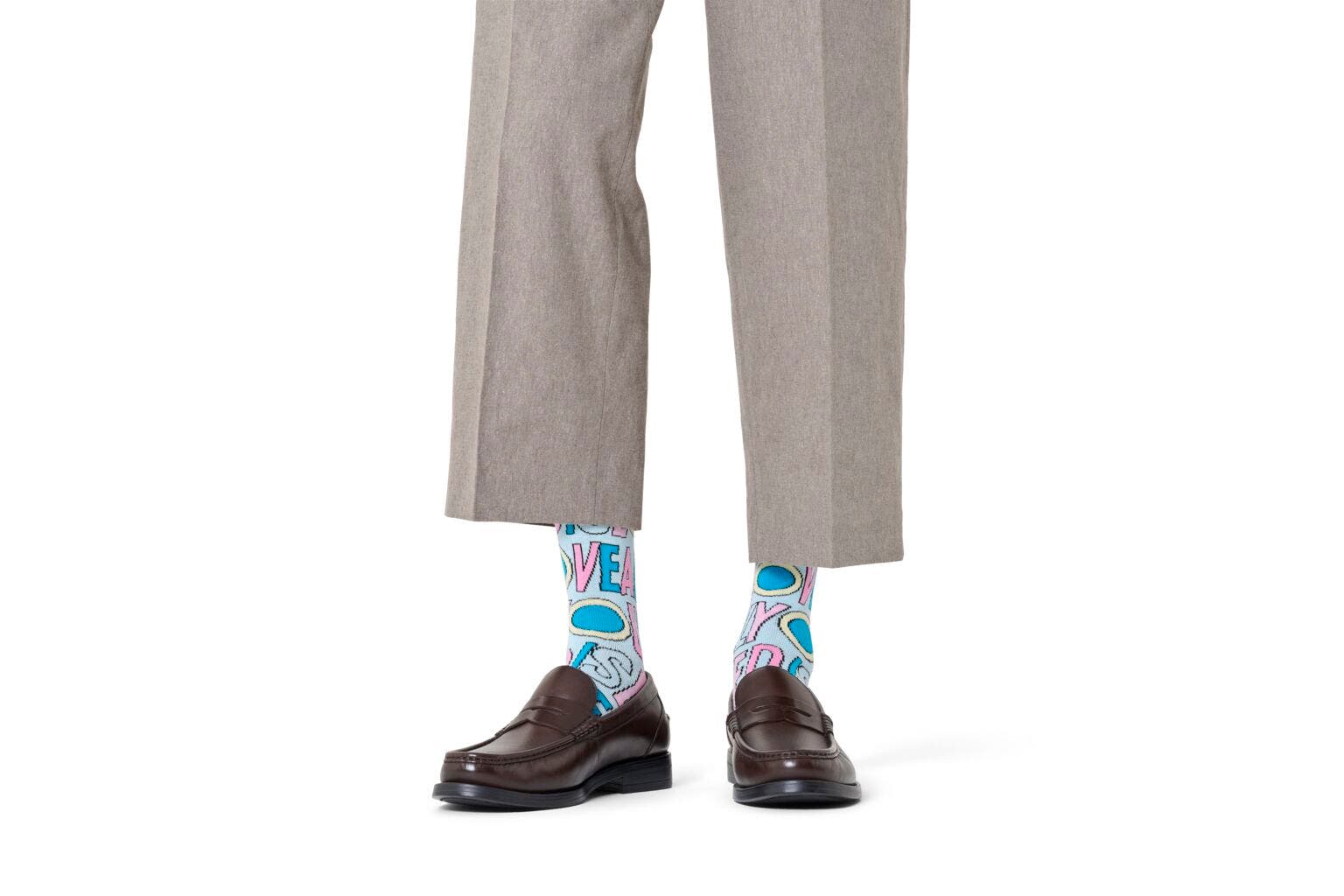 Happy Socks The Beatles All You Need Is Love Sock, unisex sokken, lichtblauw