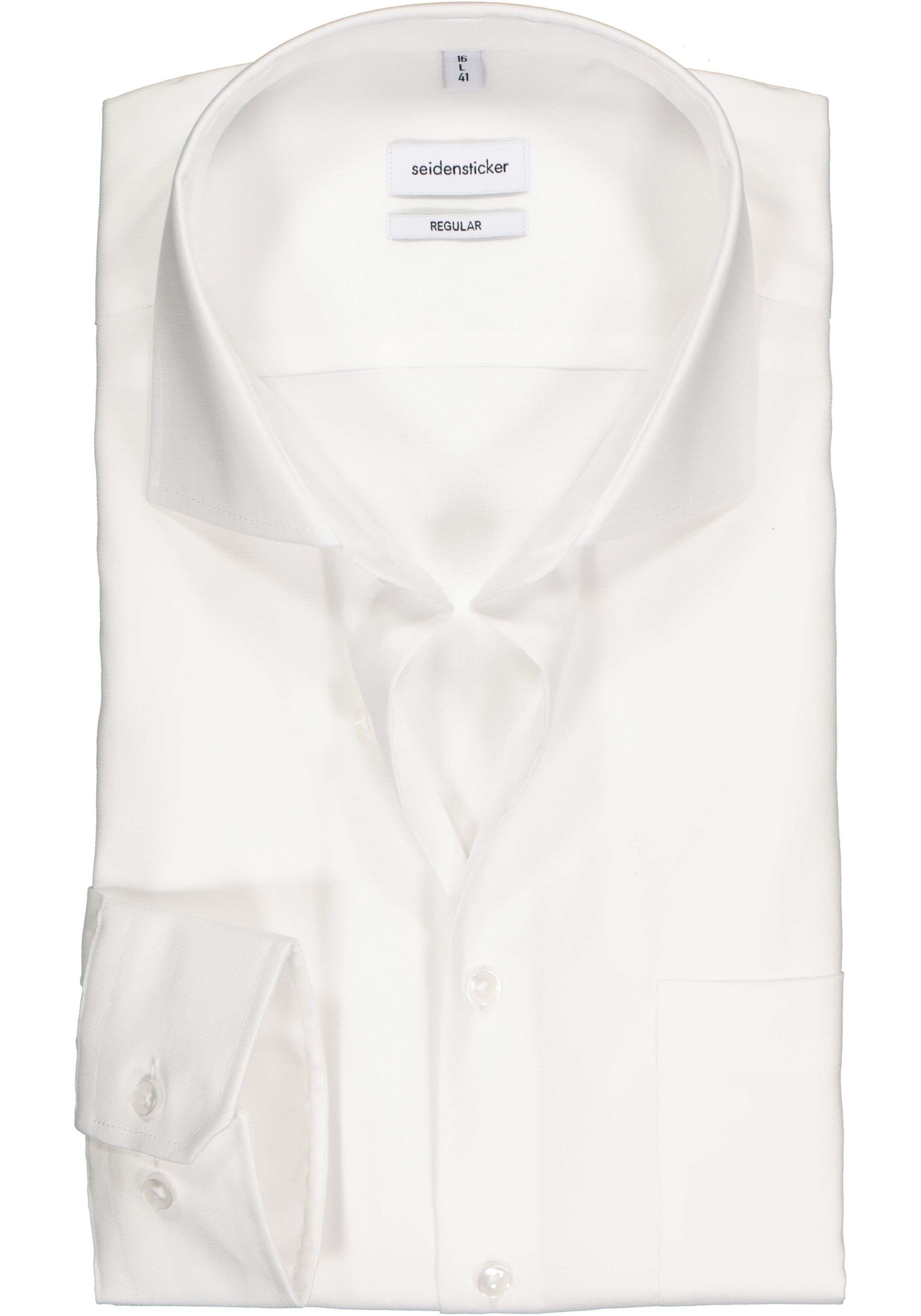 Seidensticker regular fit overhemd, wit fijn Oxford