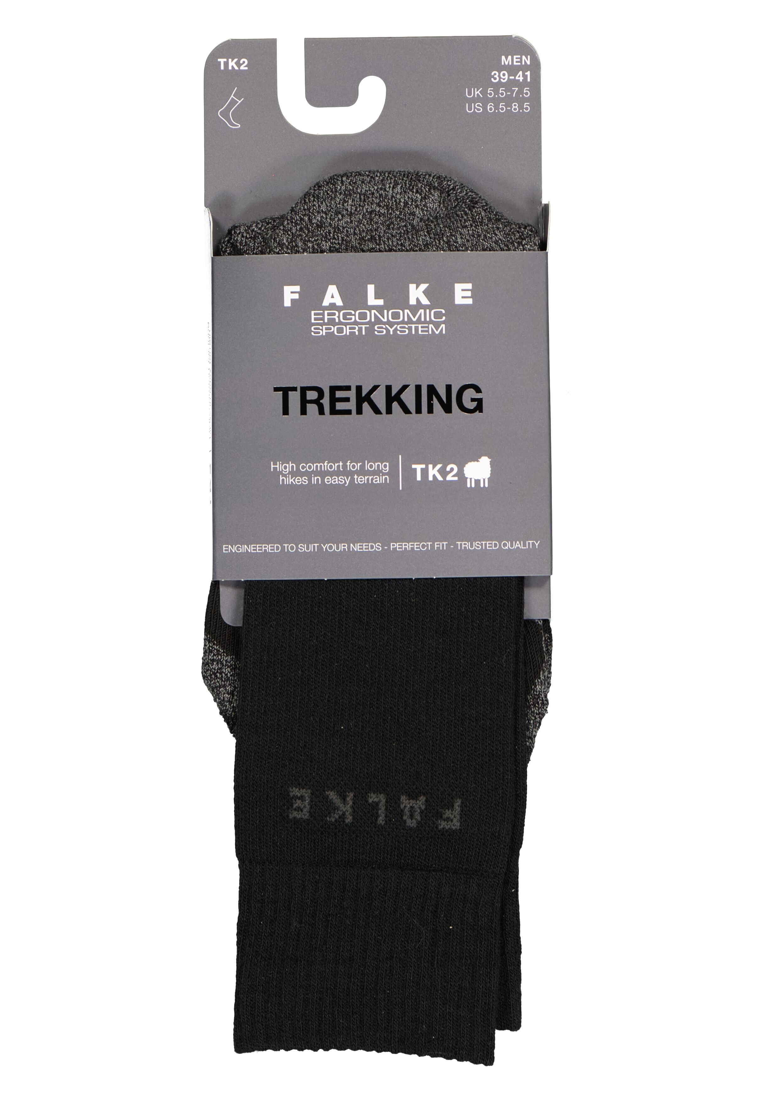 FALKE TK2 heren wandelsokken, zwart (black-mix)