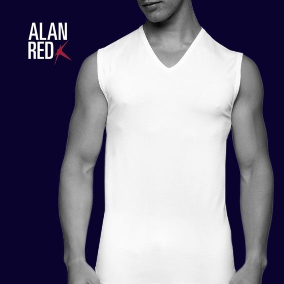 ALAN RED singlets Occident (2-pack), V-hals stretch, wit  