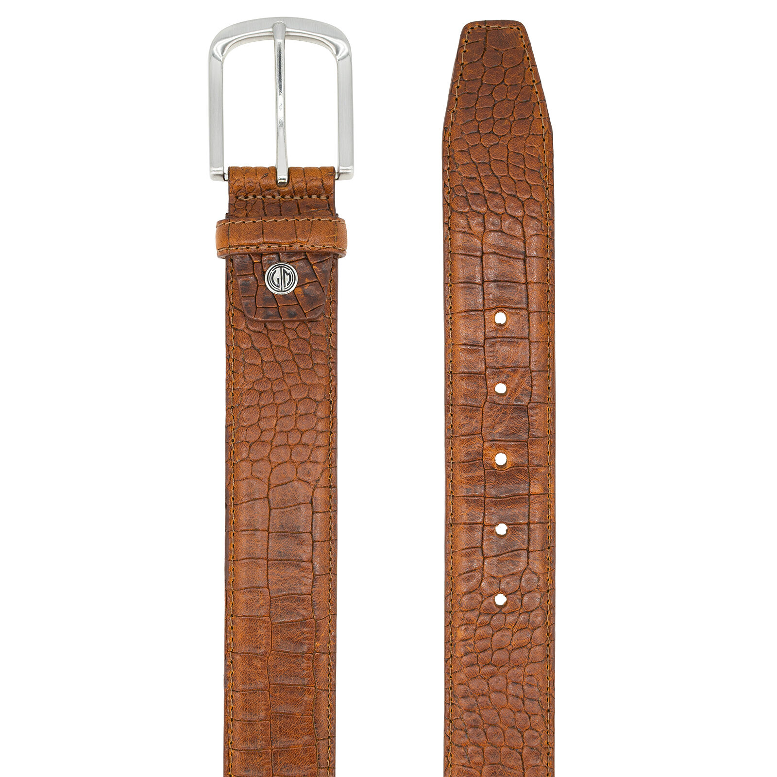 LINDENMANN leren heren riem, cognac