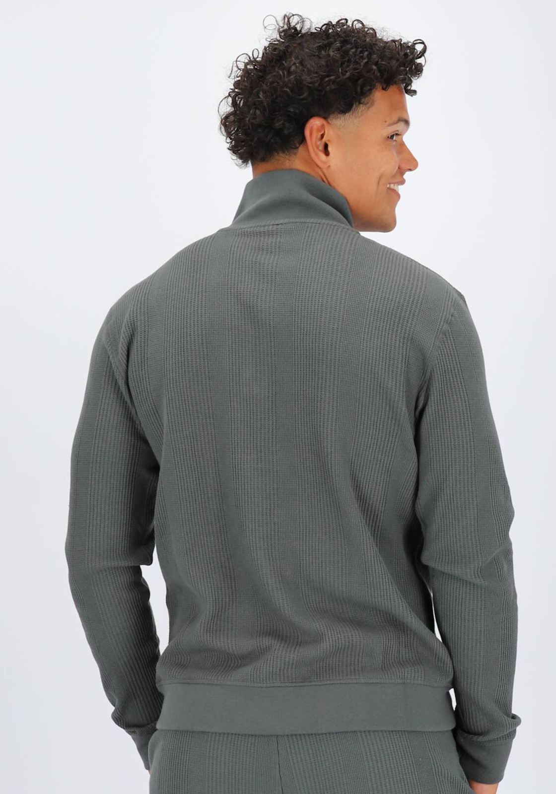 BOSS Structure Half Zip, heren lounge trui, grijs-groen BOSS Structure Half Zip, heren lounge trui, grijs-groen