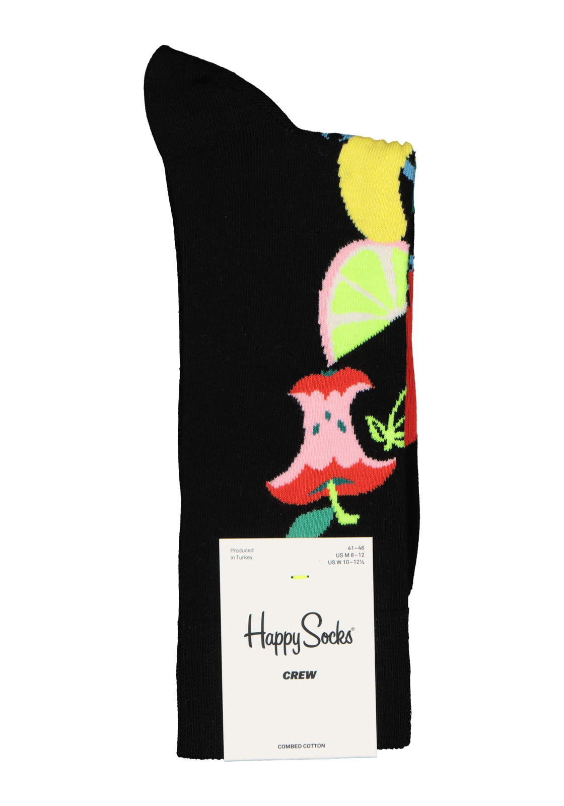3-7333102481464_happy_socks_HR Happy Socks Fruit Stack Sock, unisex sokken, zwart met fruit