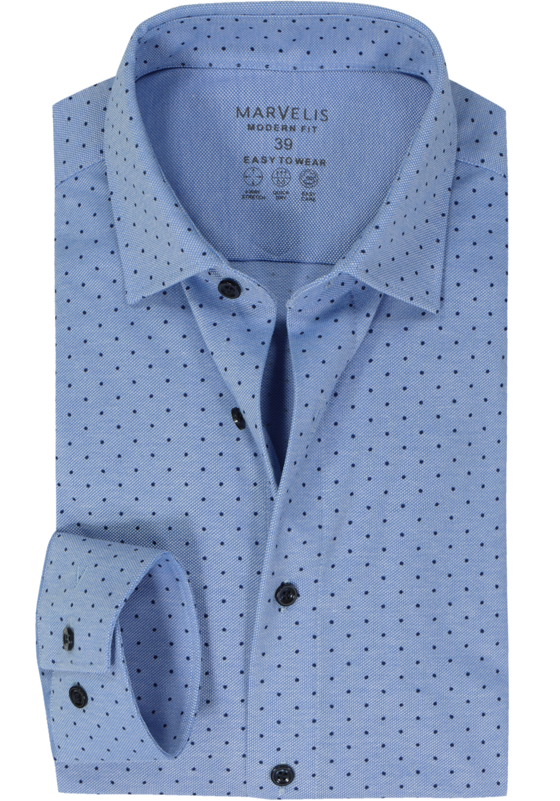 MARVELIS jersey modern fit overhemd, lichtblauw met donkerblauw gestipt tricot MARVELIS jersey modern fit overhemd, lichtblauw met donkerblauw gestipt tricot