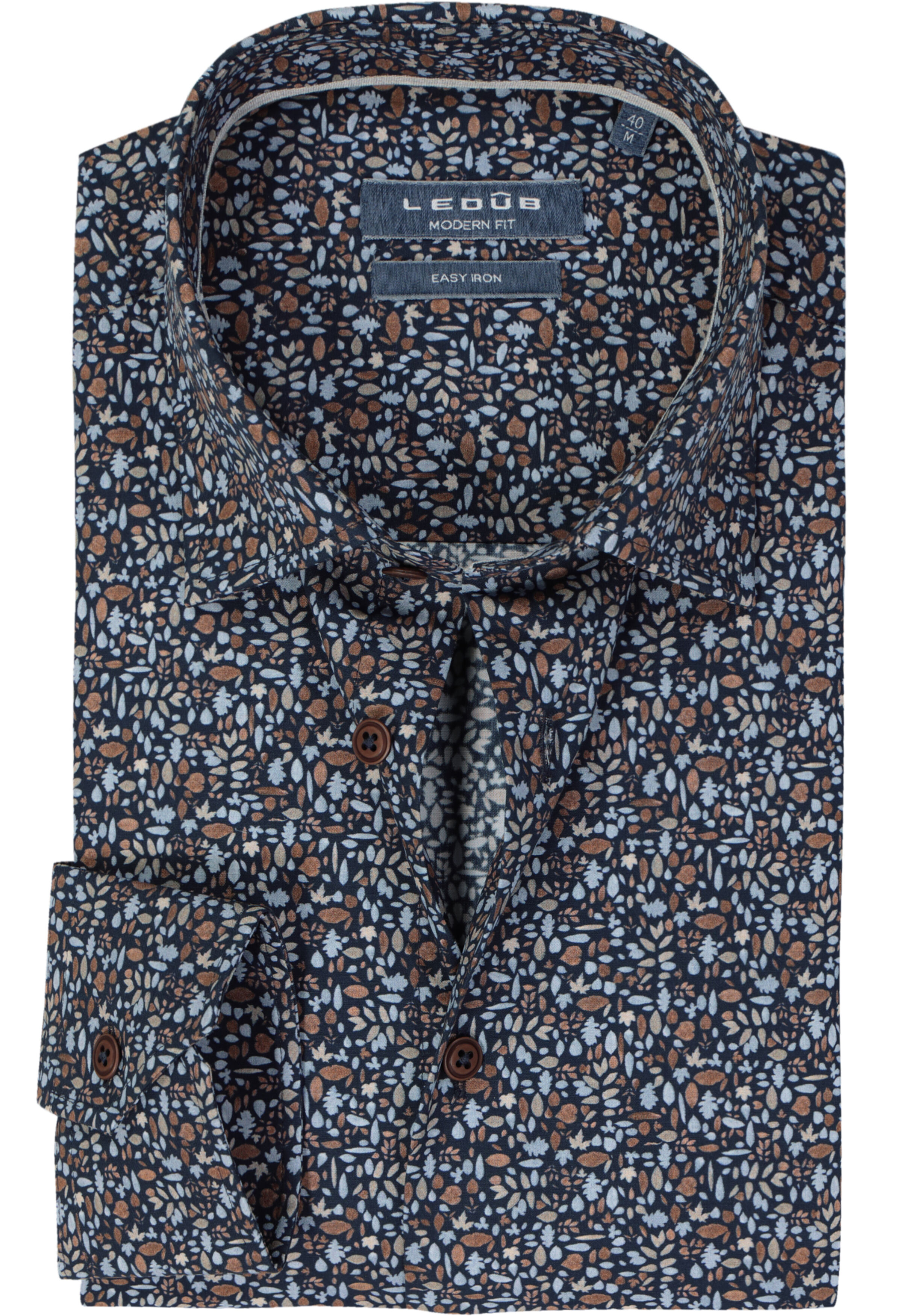 Ledub modern fit overhemd, donkerblauw