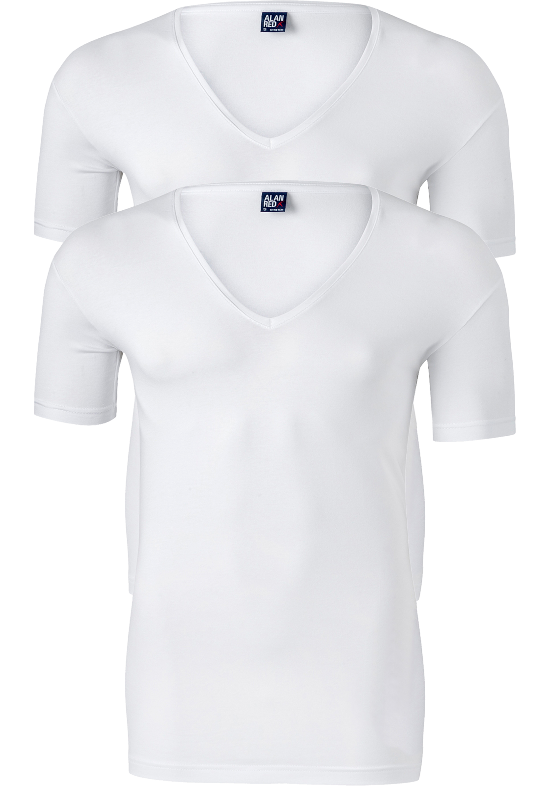 No_neck_wit_2 ALAN RED T-shirts no neck (2-pack), diepe V-hals, wit