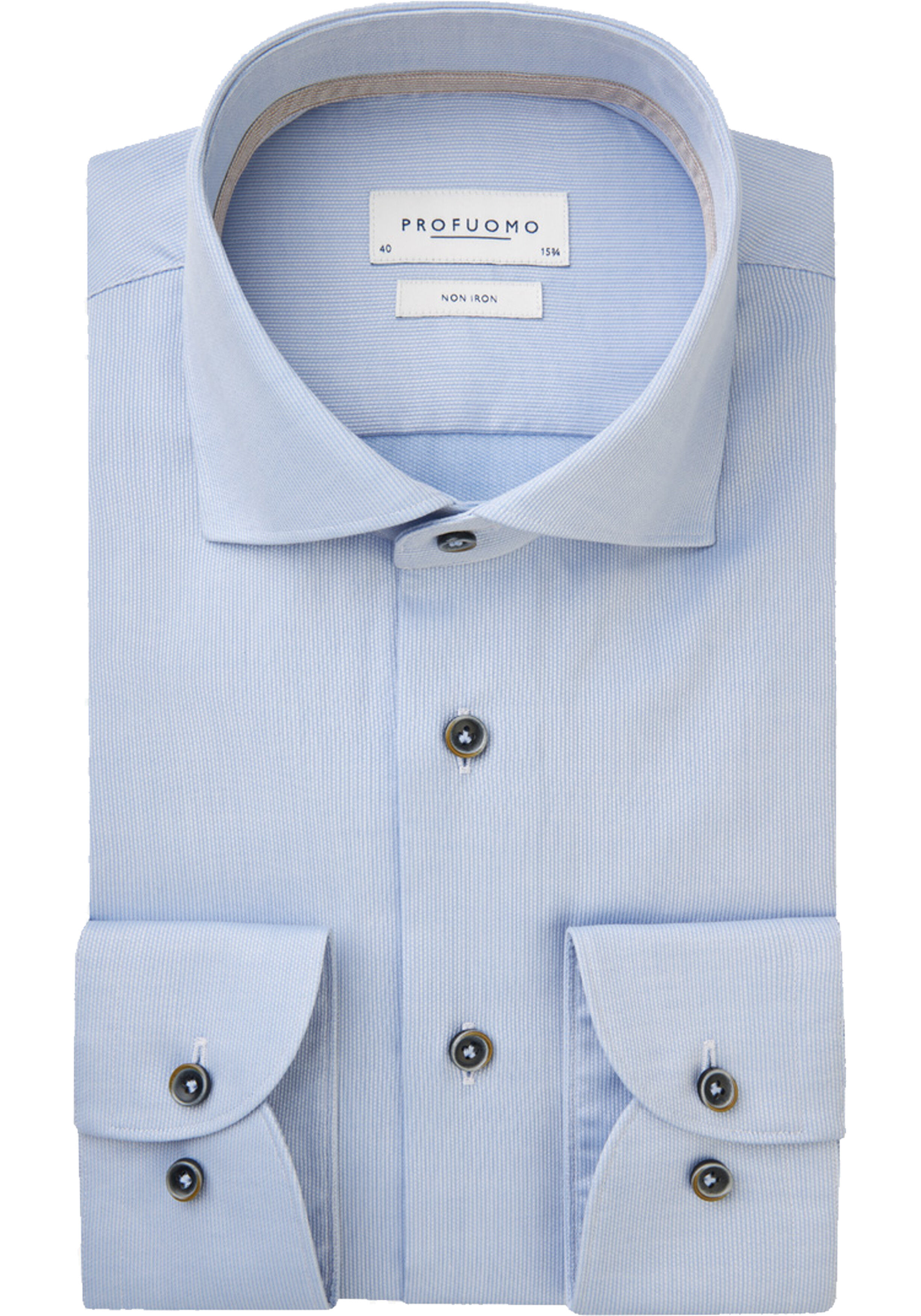 Profuomo slim fit heren overhemd, dobby, blauw