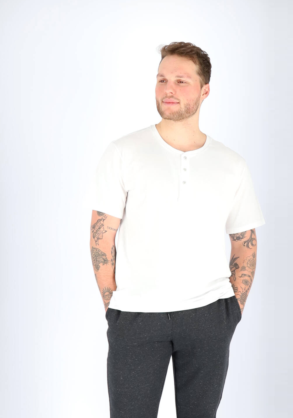 07-4007065358691-schiesser-modelfoto-tm_feb_2028_HR SCHIESSER Mix+Relax T-shirt, korte mouw O-hals met knoopjes, wit