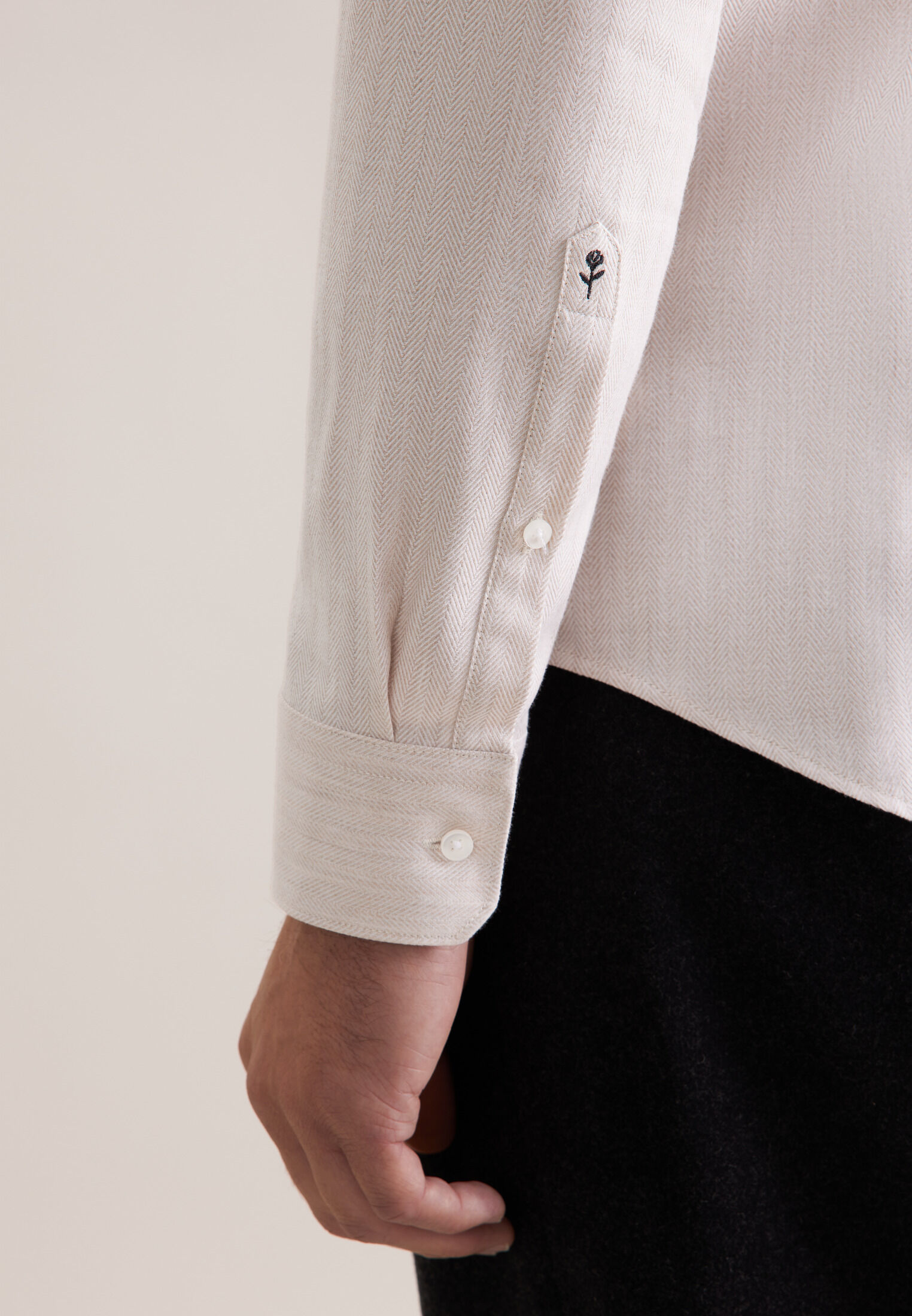 Seidensticker slim fit overhemd, herringbone, beige