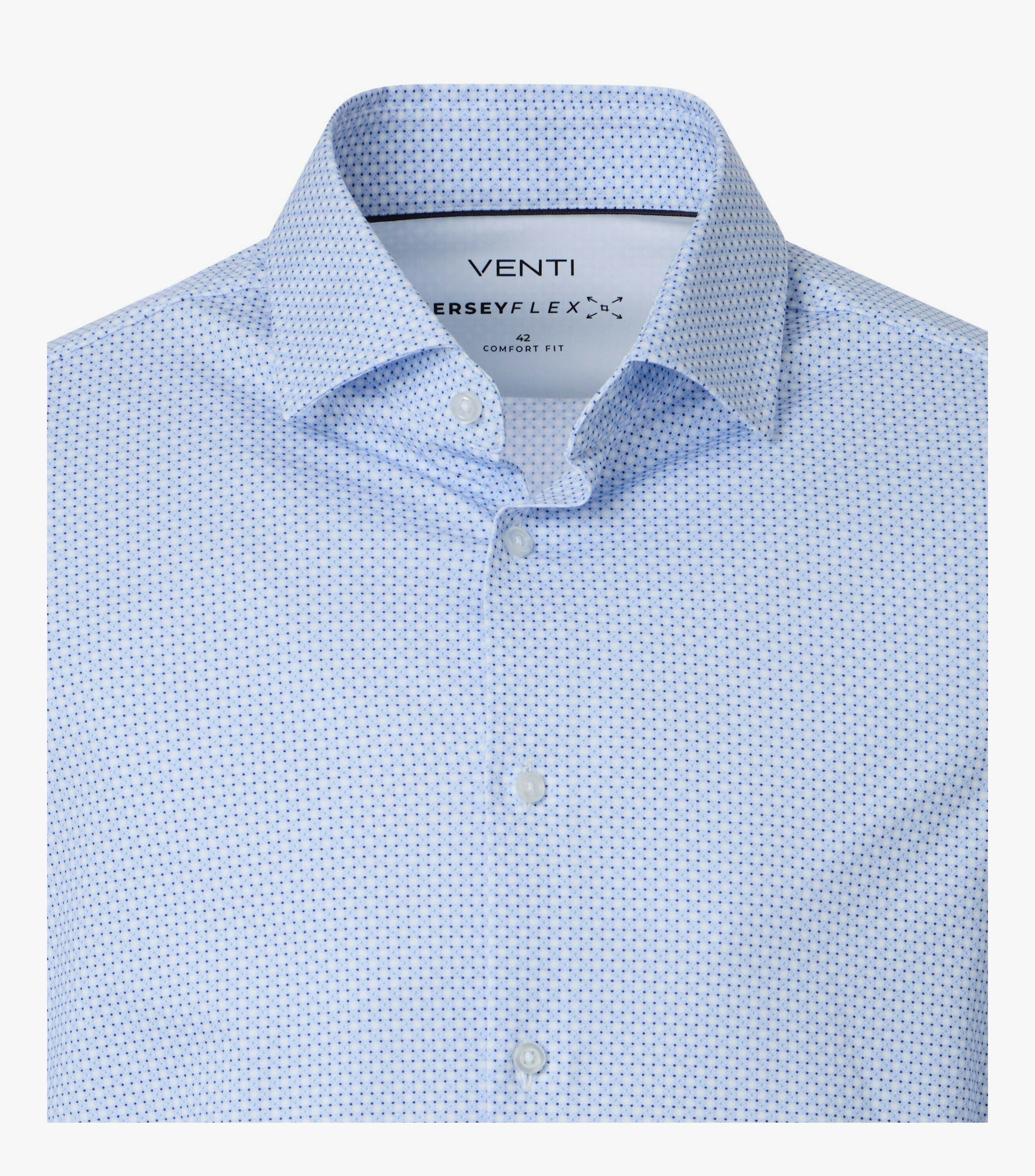 VENTI CASA MODA comfort fit overhemd, popeline, wit met licht- en donkerblauw dessin