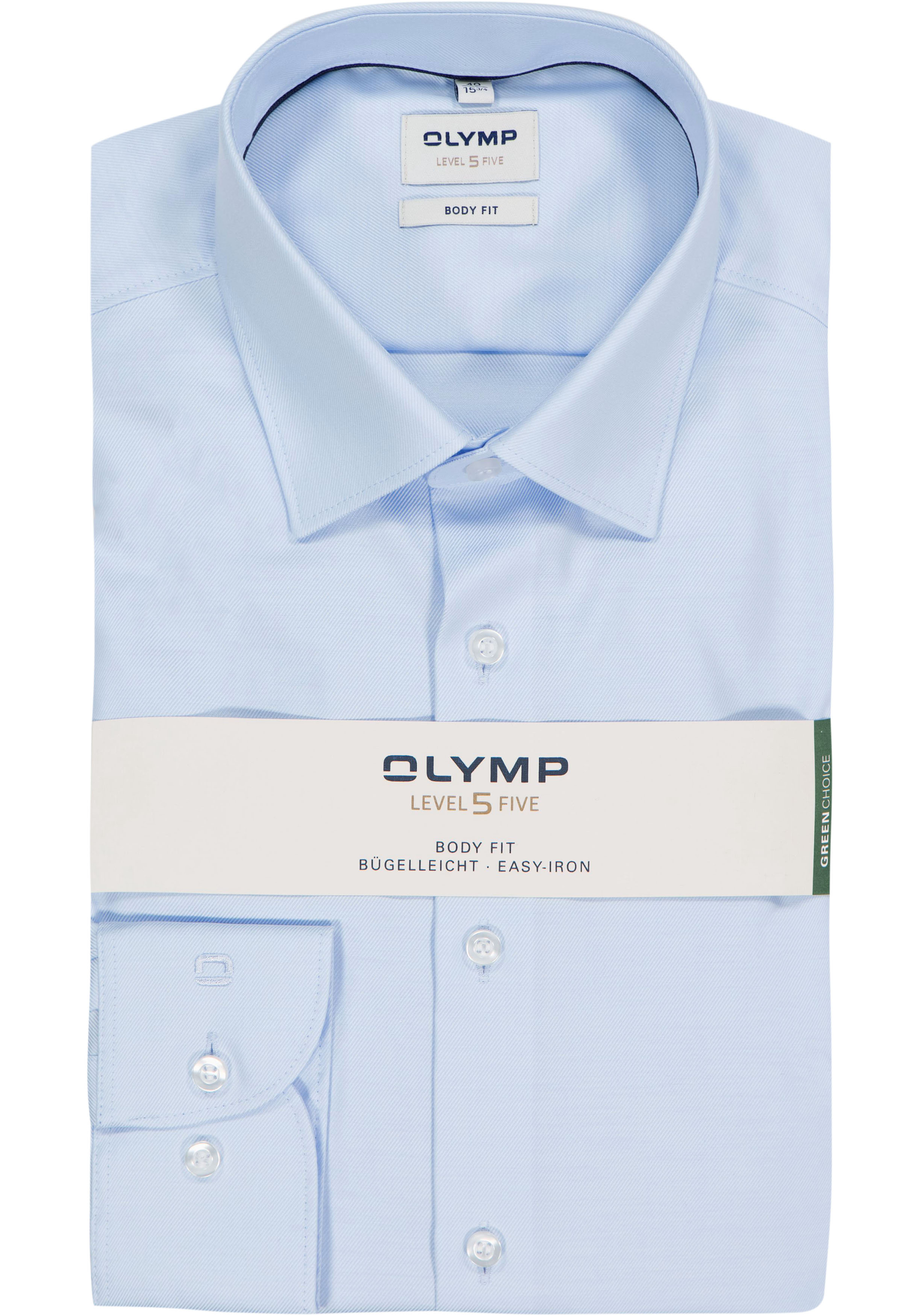 OLYMP Level 5 body fit overhemd, lichtblauw twill
