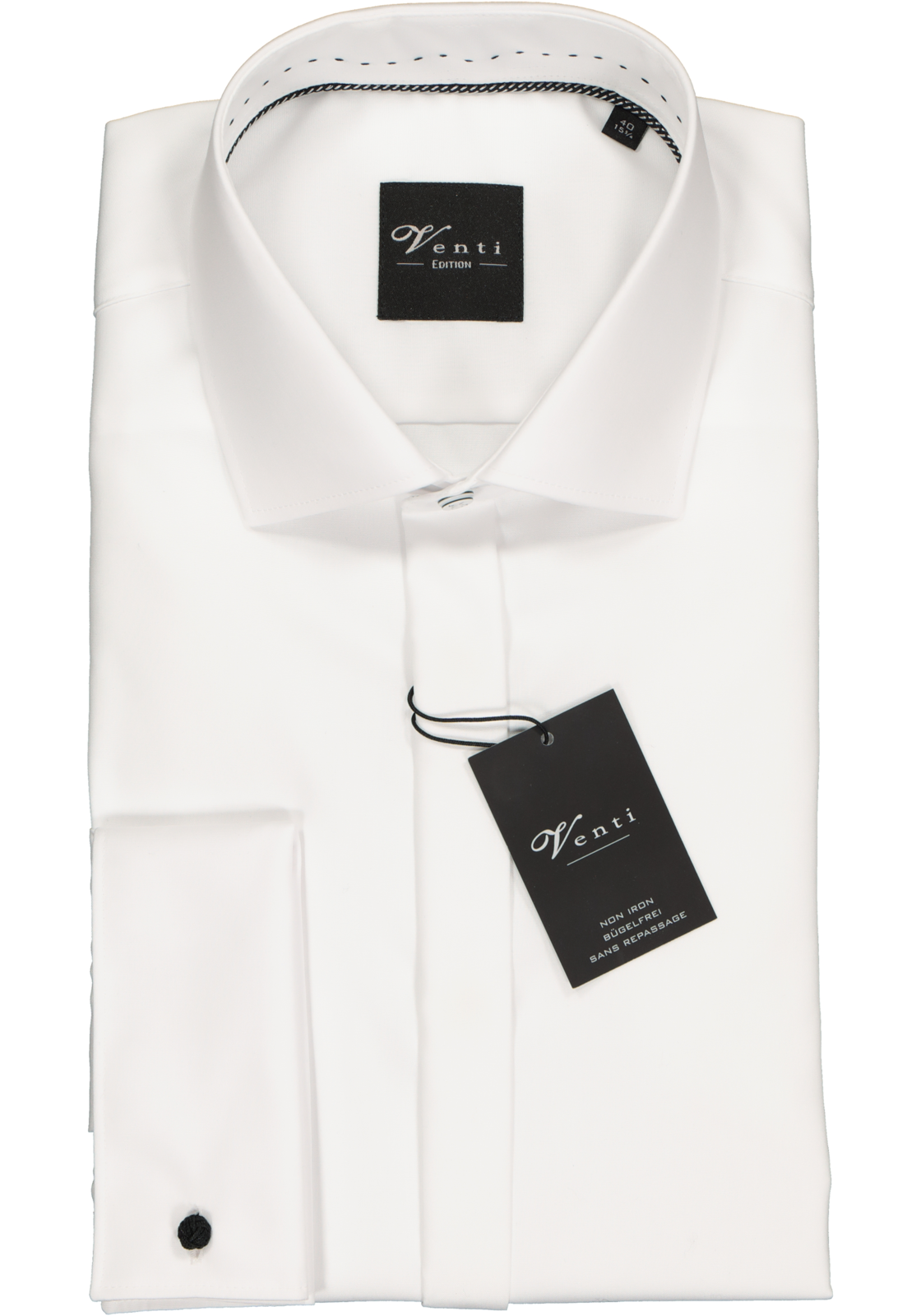 2-4051233949082_venti-overhemd_HR VENTI modern fit smoking overhemd, dubbele manchet en Kent kraag, wit