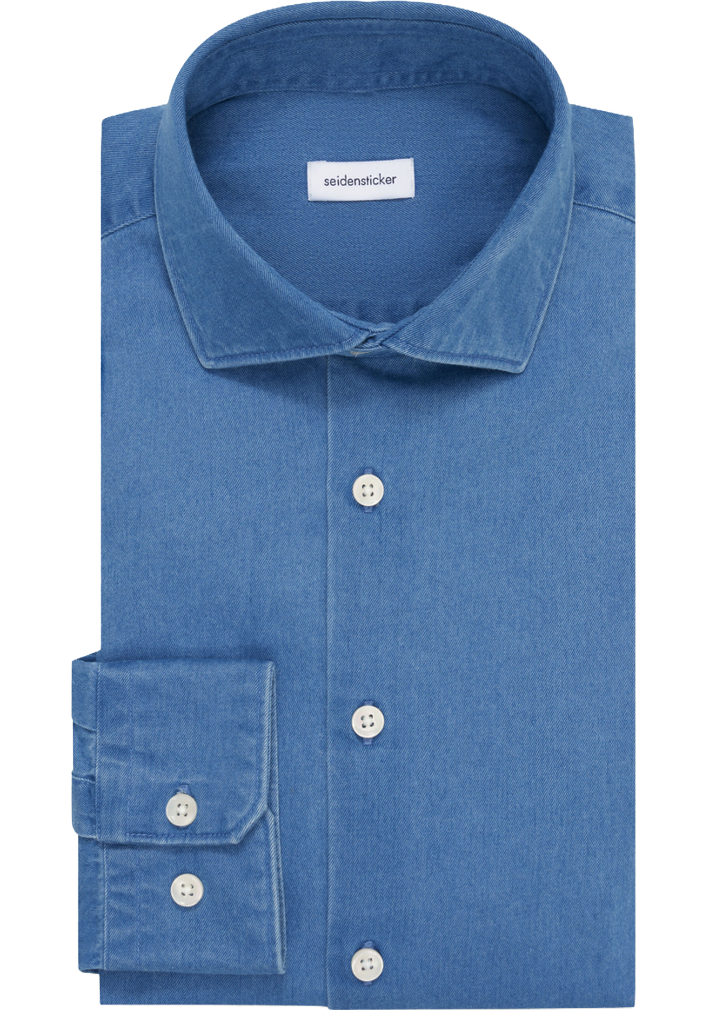 Seidensticker slim fit overhemd, twill, blauw