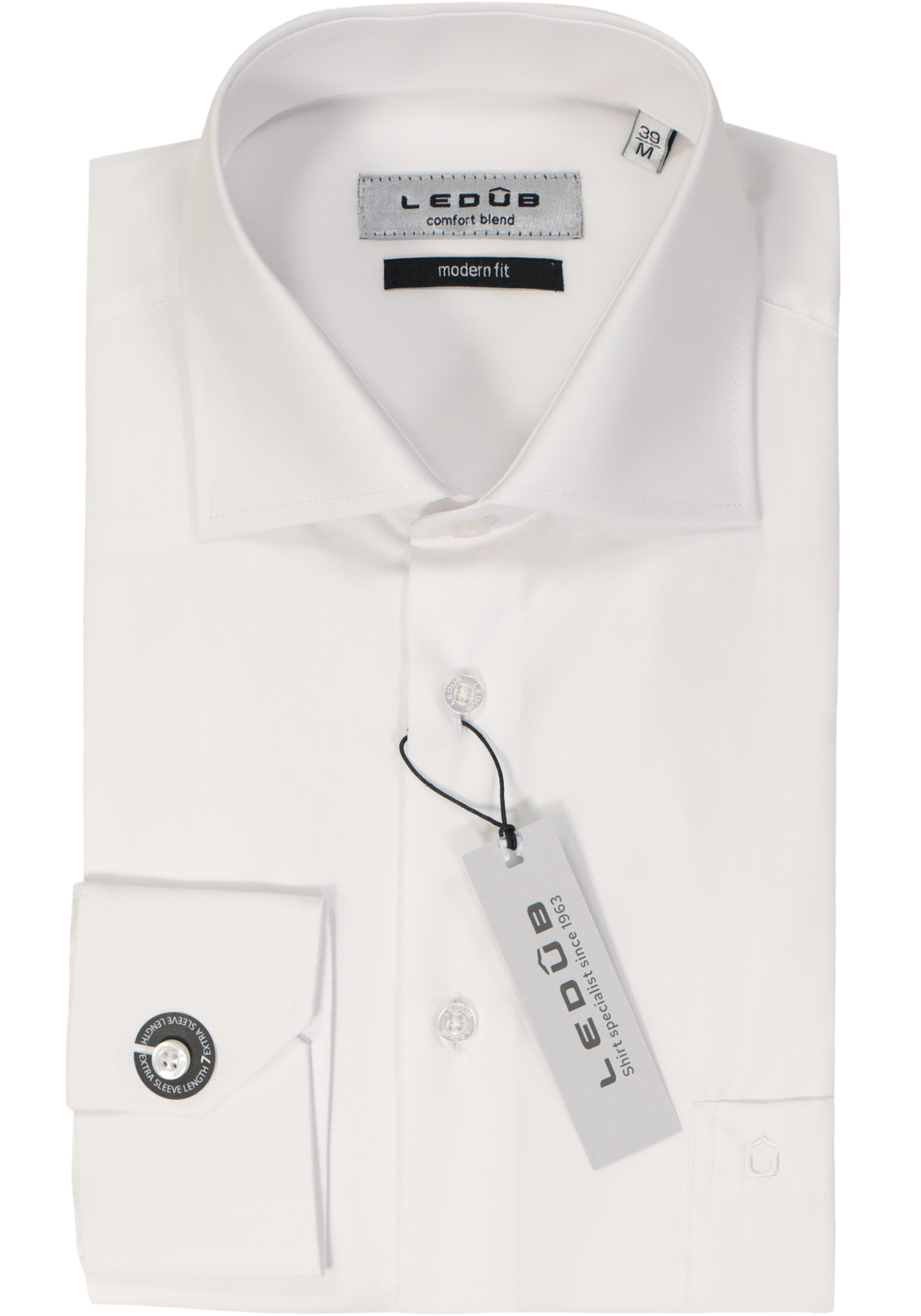 Ledub modern fit overhemd, mouwlengte 72 cm, wit