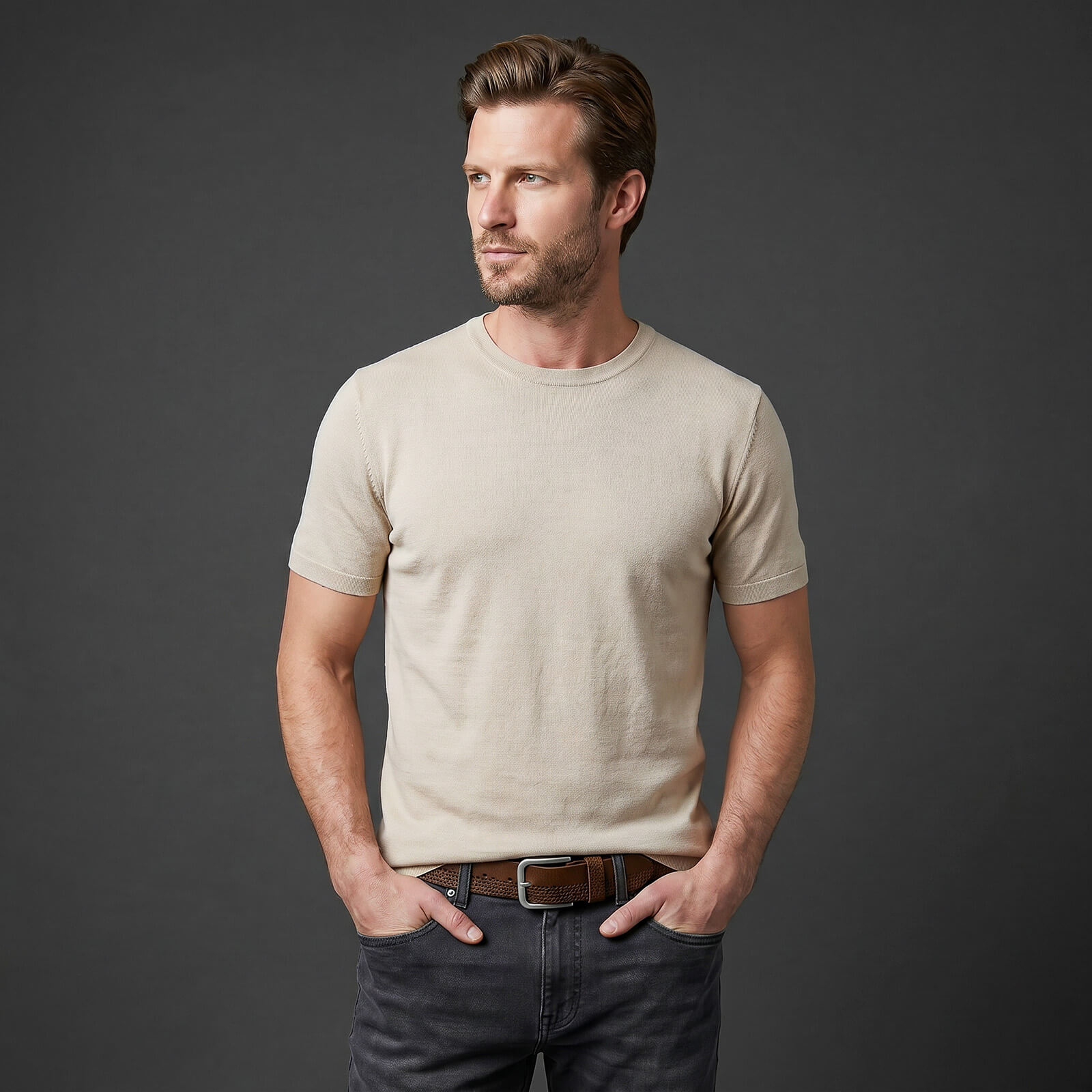 LINDENMANN leren heren riem, bruin
