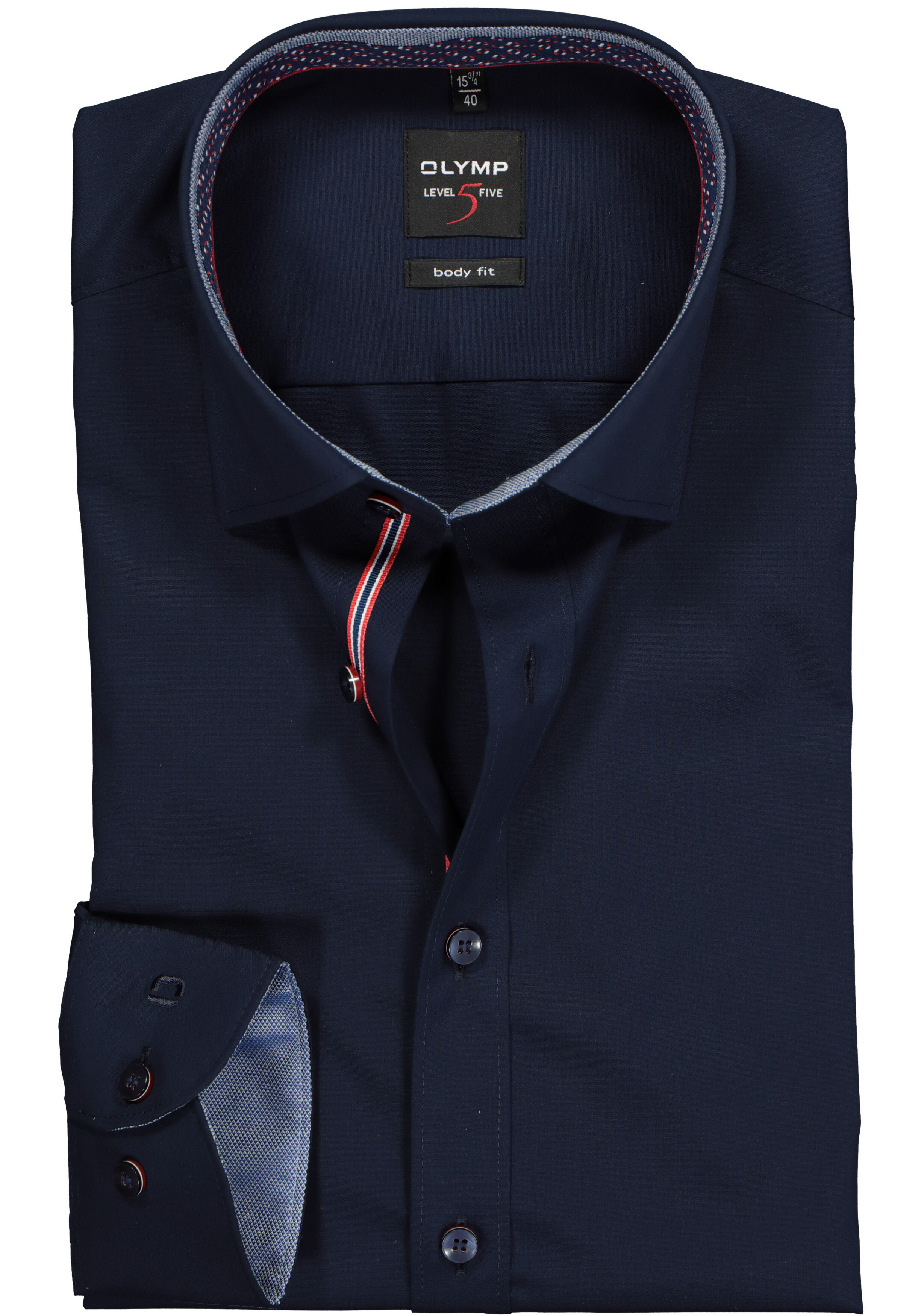OLYMP Level 5 body fit overhemd, blauw (contrast) 