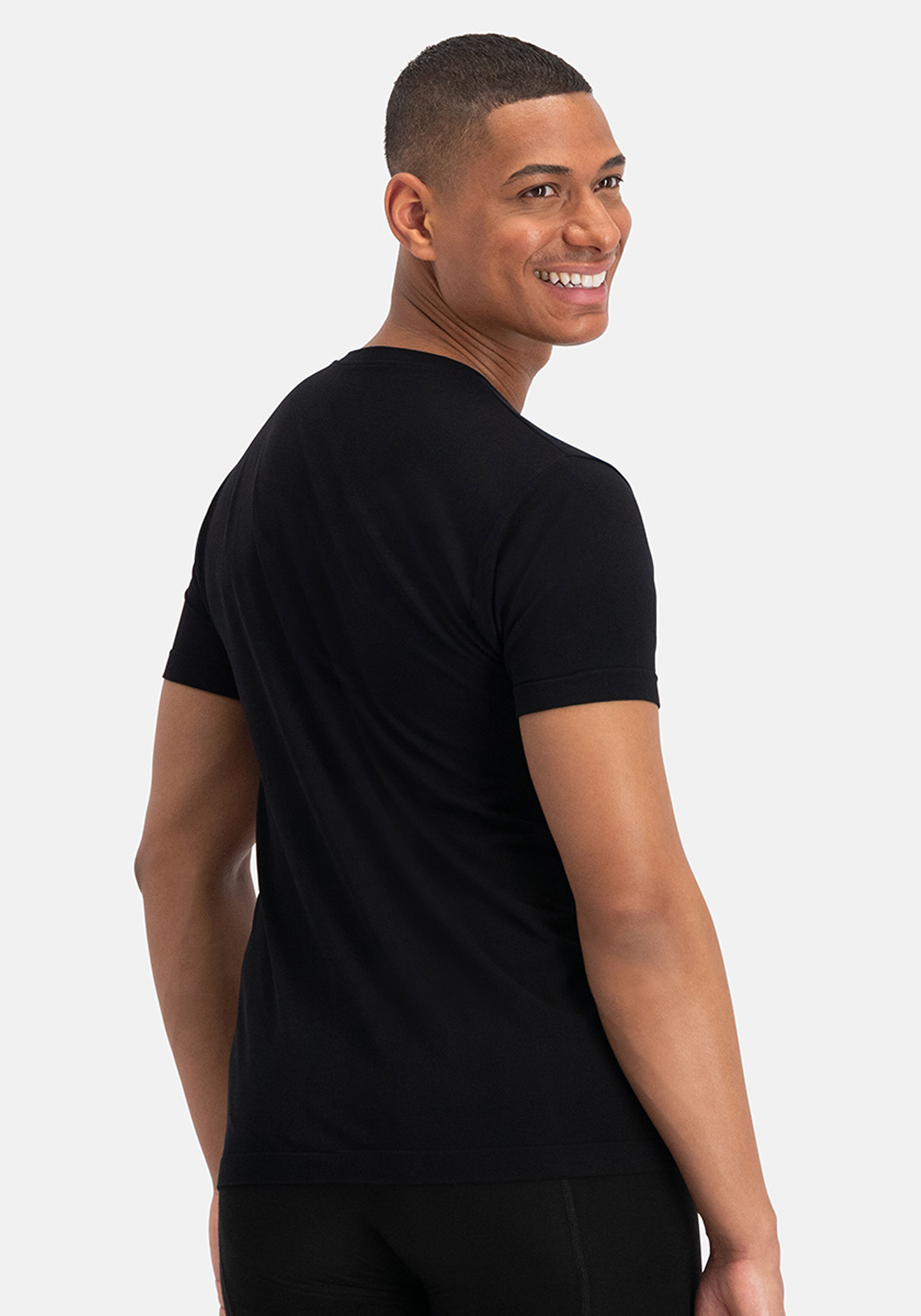 Bamboo Basics Toby round neck T-shirt, heren thermo T-shirt, zwart