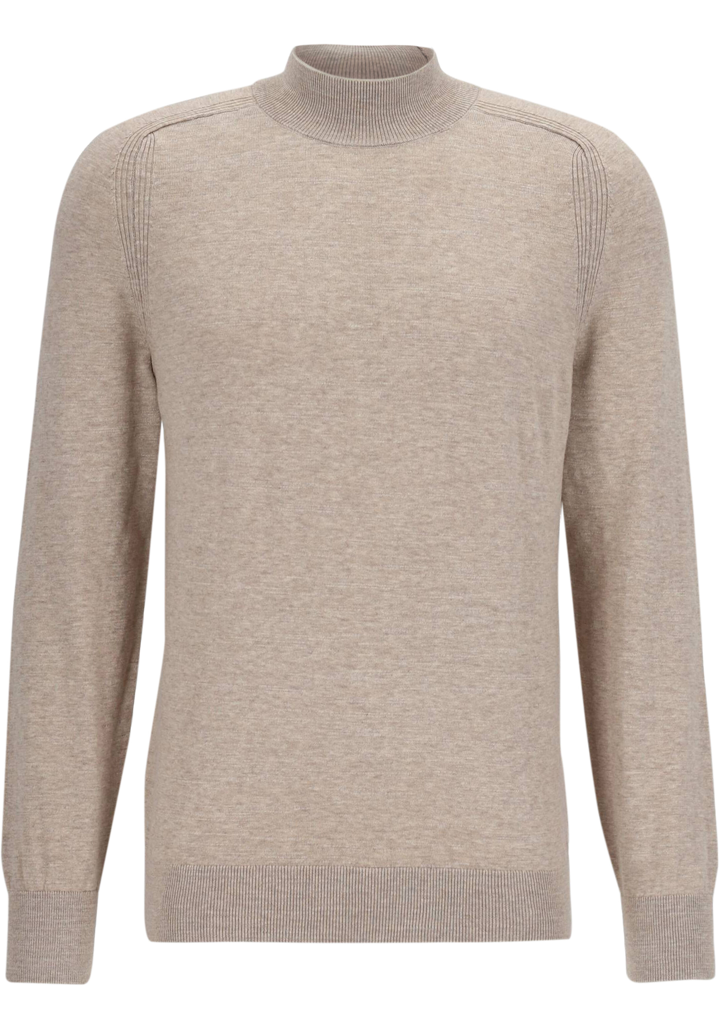 OLYMP modern fit trui katoen, turtleneck, beige melange