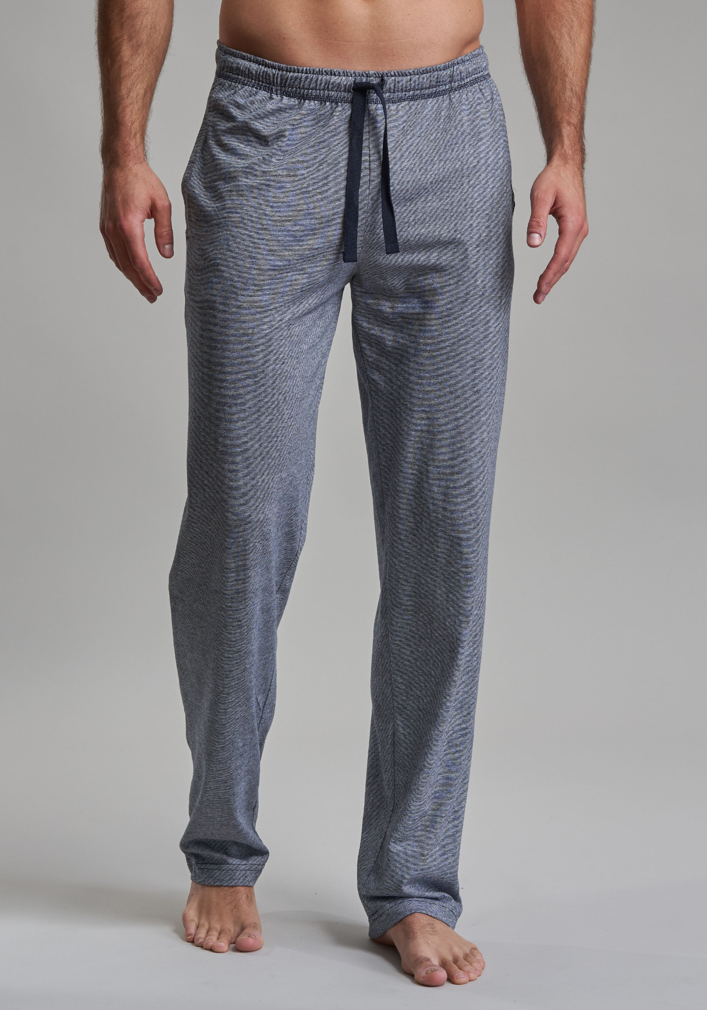 Gotzburg heren pyjama- of loungebroek, middenblauw melange