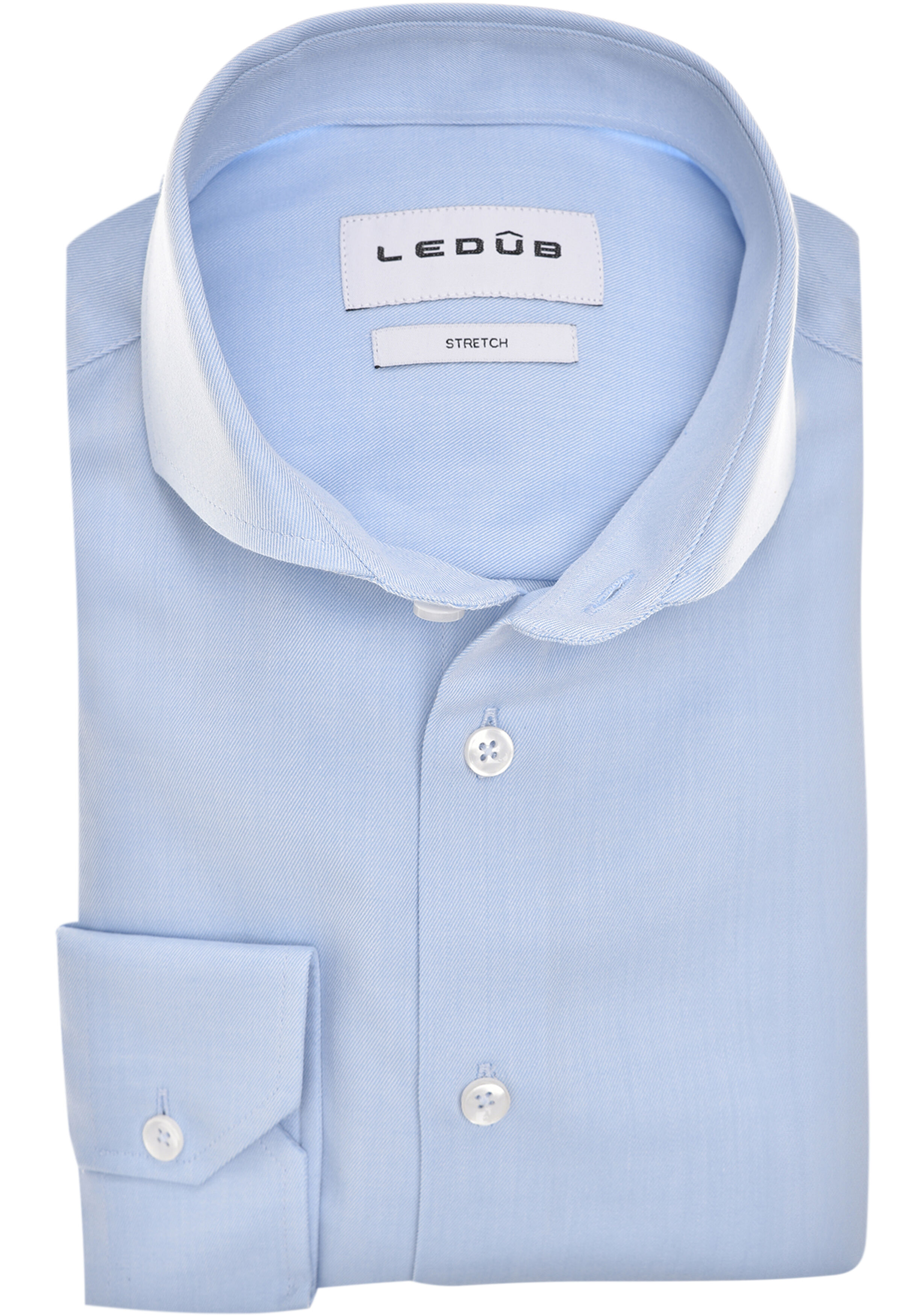 Ledub slim fit overhemd, popeline, lichtblauw