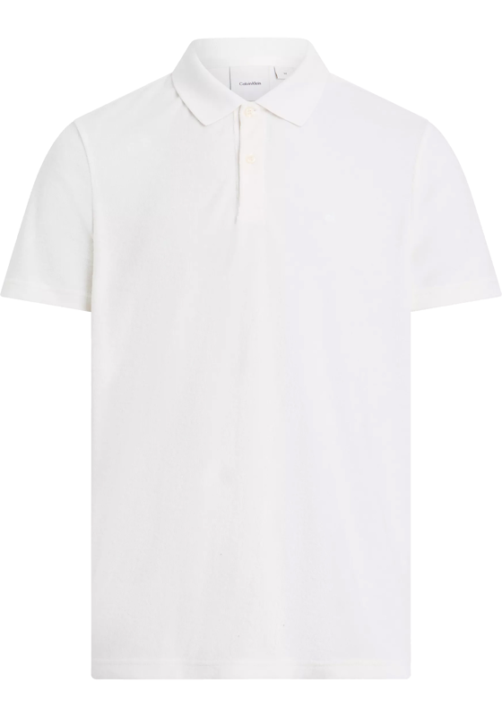Calvin Klein Towelling Regular Polo, heren poloshirt, offwhite Calvin Klein Towelling Regular Polo, heren poloshirt, offwhite