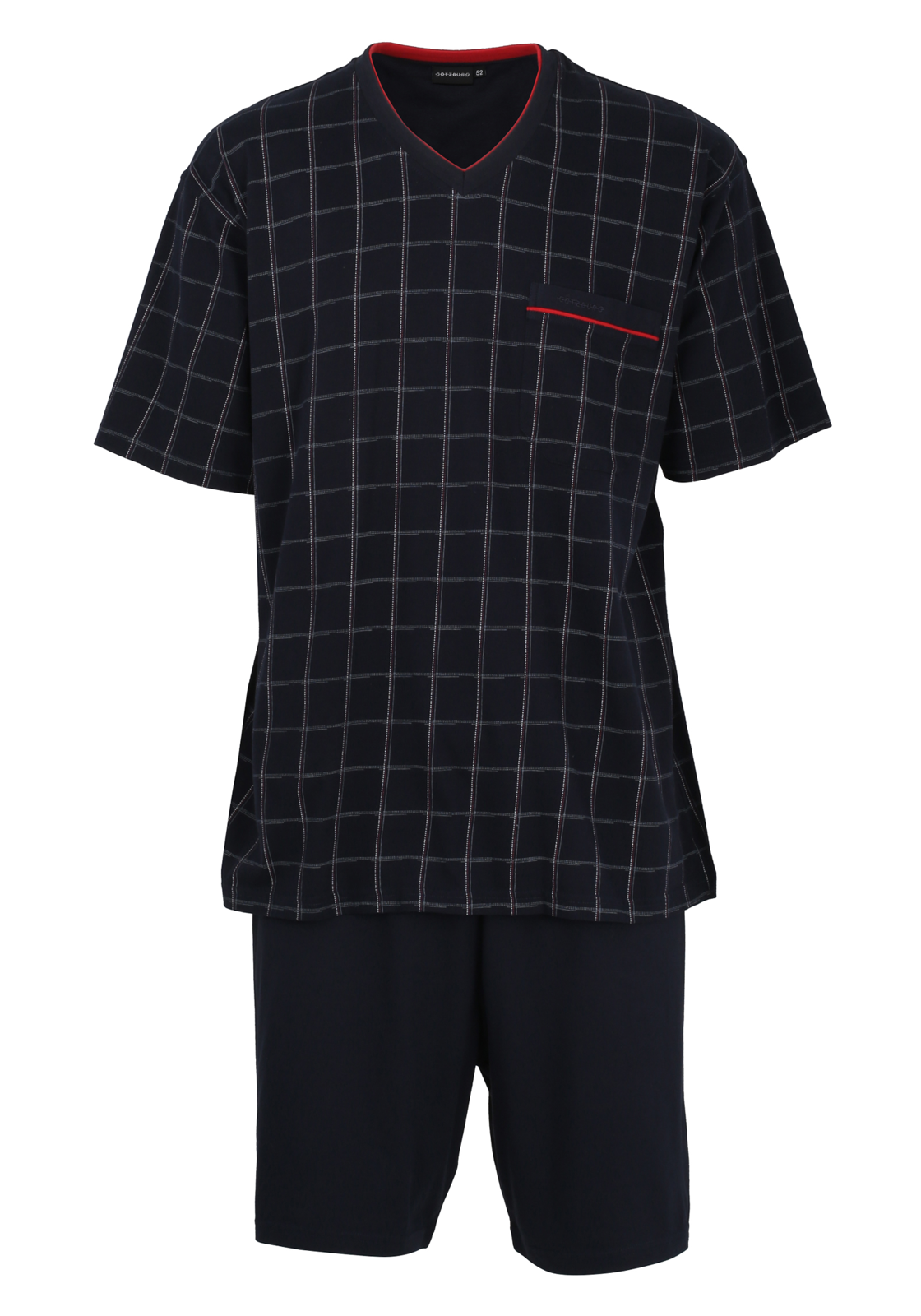 6-4046005673494-gotzberg-pyjama_HR Gotzburg heren shortama, blauw met rood en wit geruit