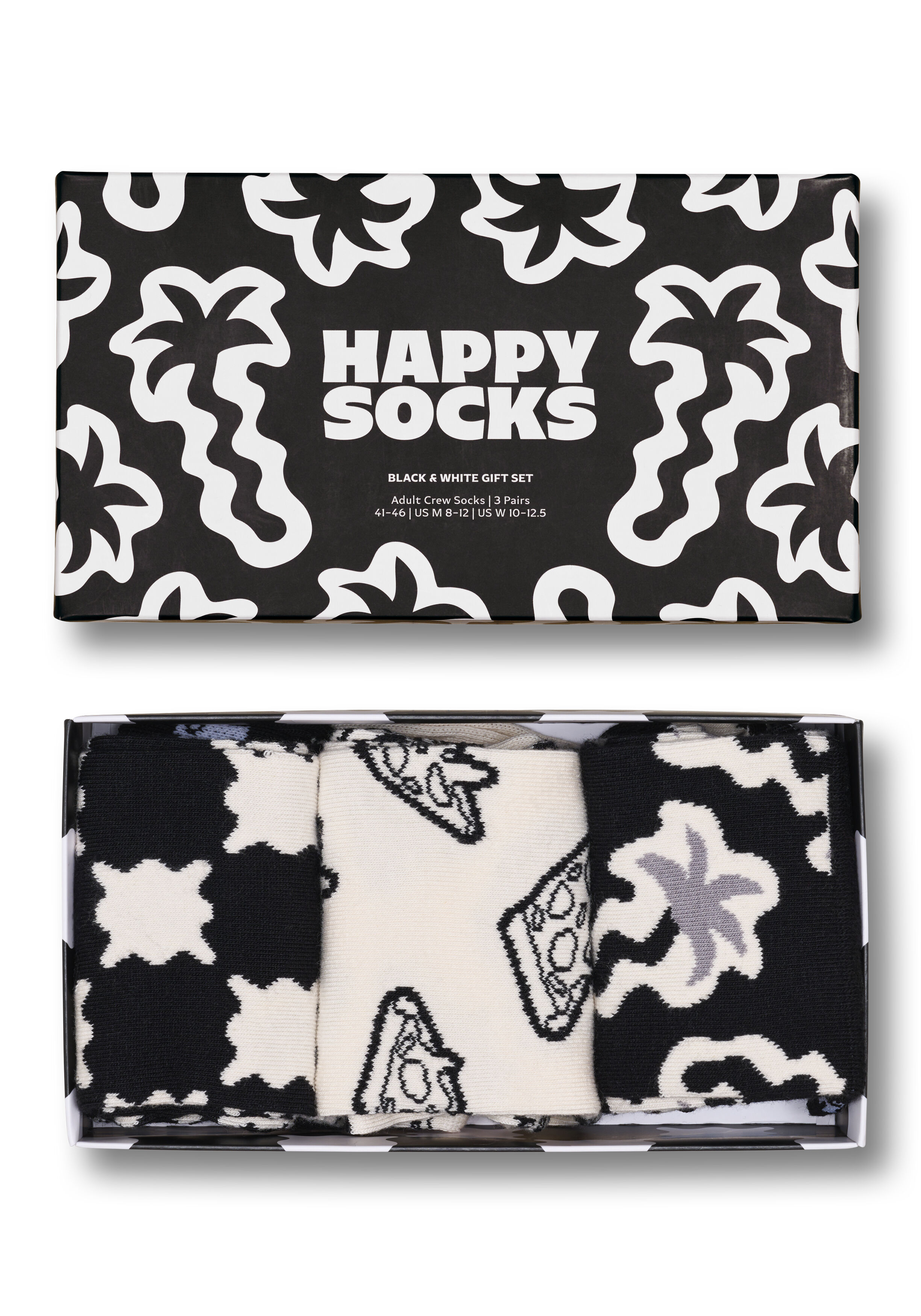 Happy Socks Black And White Socks Gift Set (3-pack), unisex sokken in cadeauverpakking, zwart